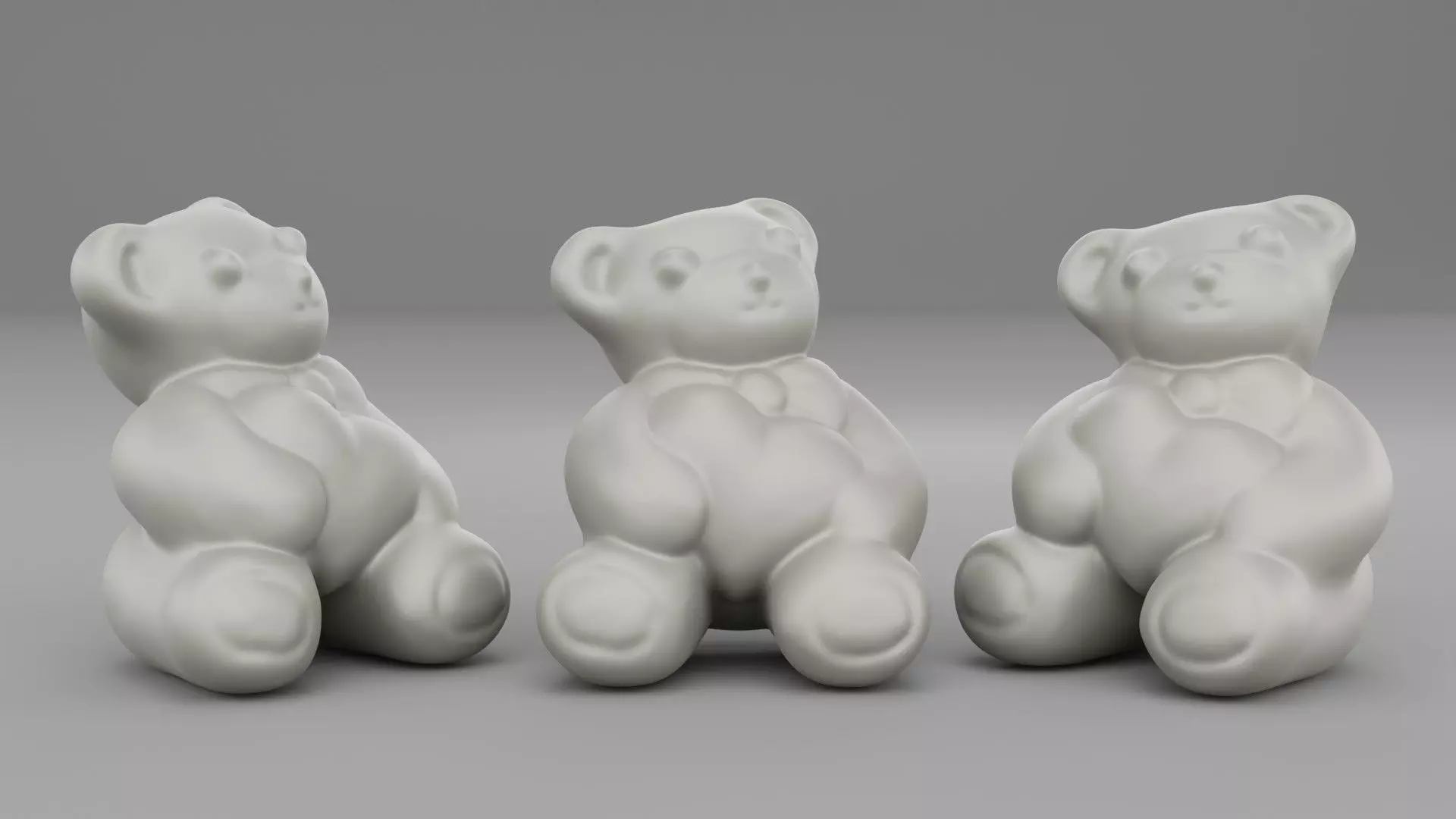 Ceramic Teddy bear with heart 3D print model