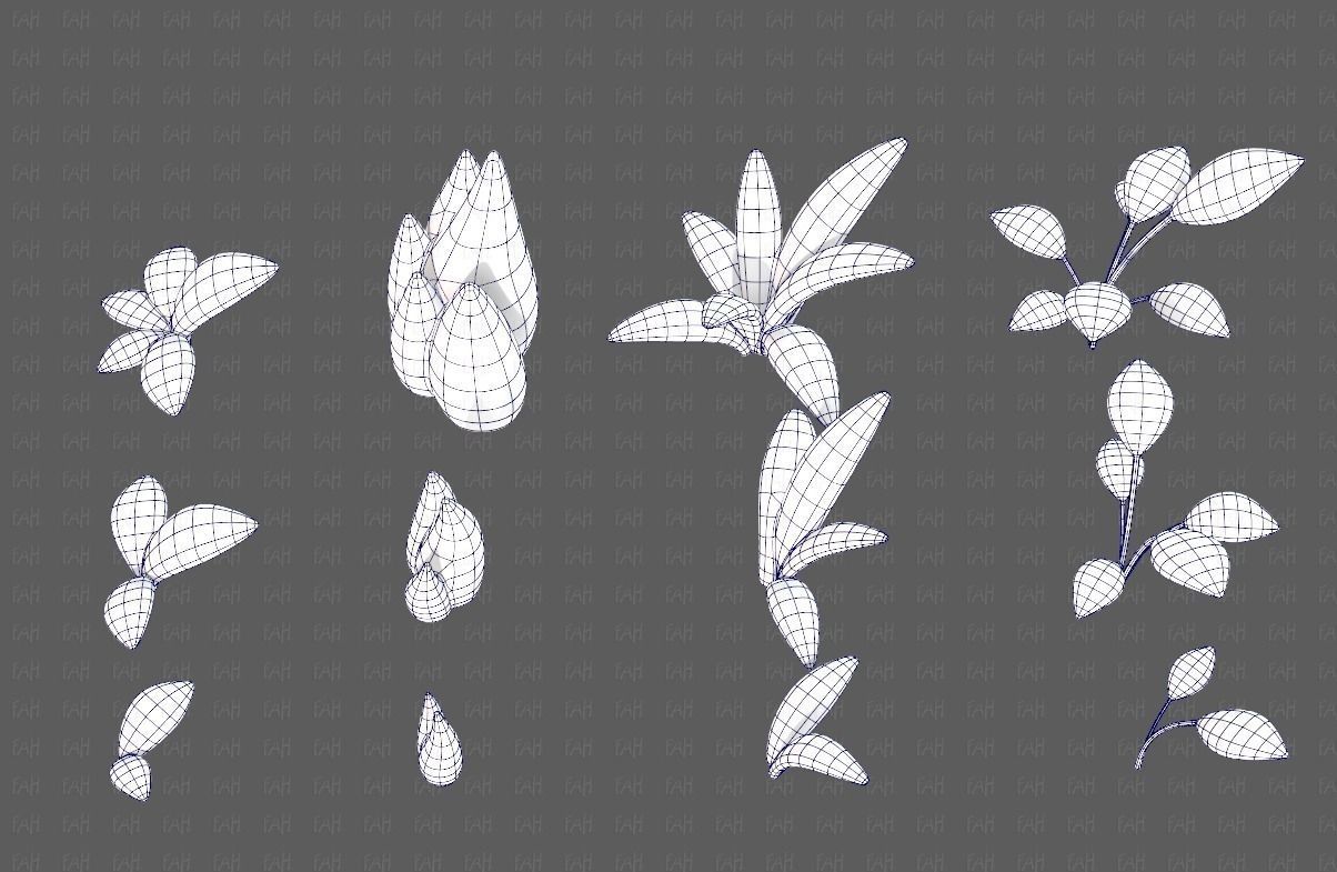 Trees Cartoon V41 Low-poly 3D model_15