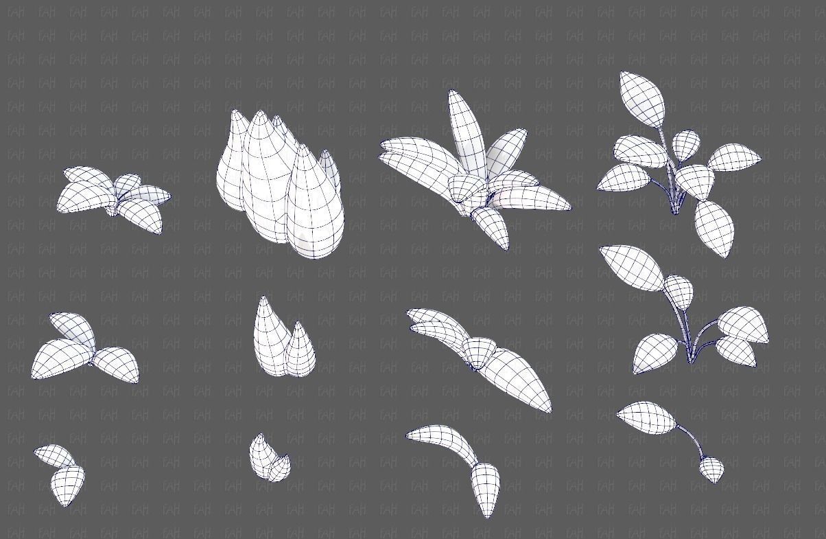 Trees Cartoon V41 Low-poly 3D model_12