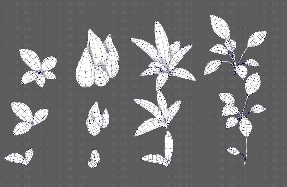 Trees Cartoon V41 Low-poly 3D model_10