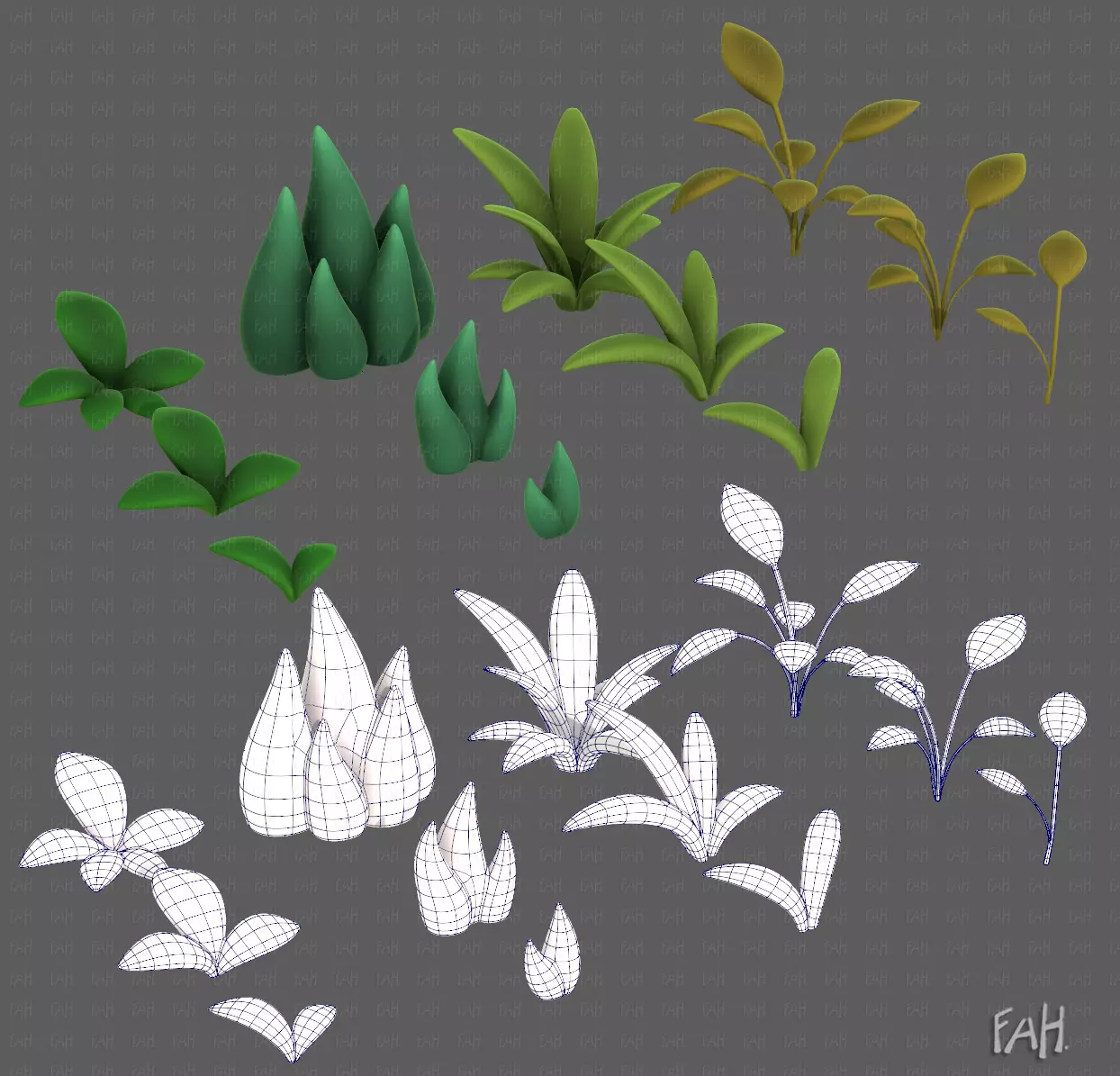 Trees Cartoon V41 Low-poly 3D model_0