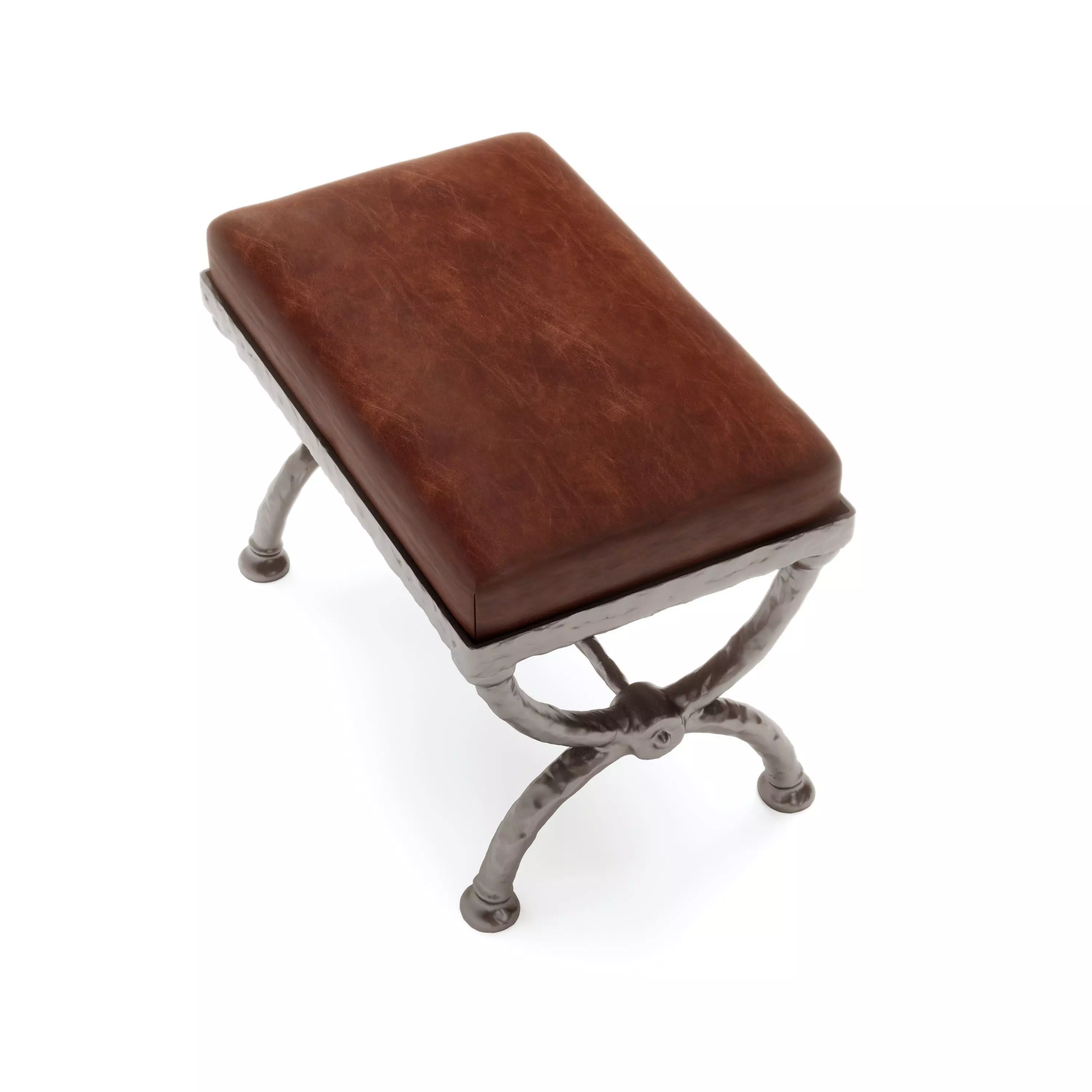 Metal Frame Stool with Leather Covering 3D model