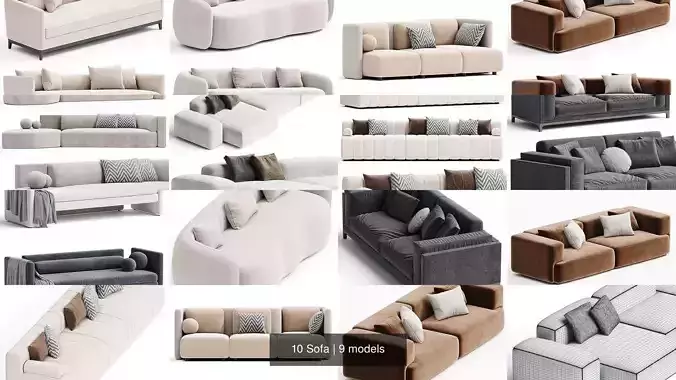 10 Sofa 3D Model Pack 2