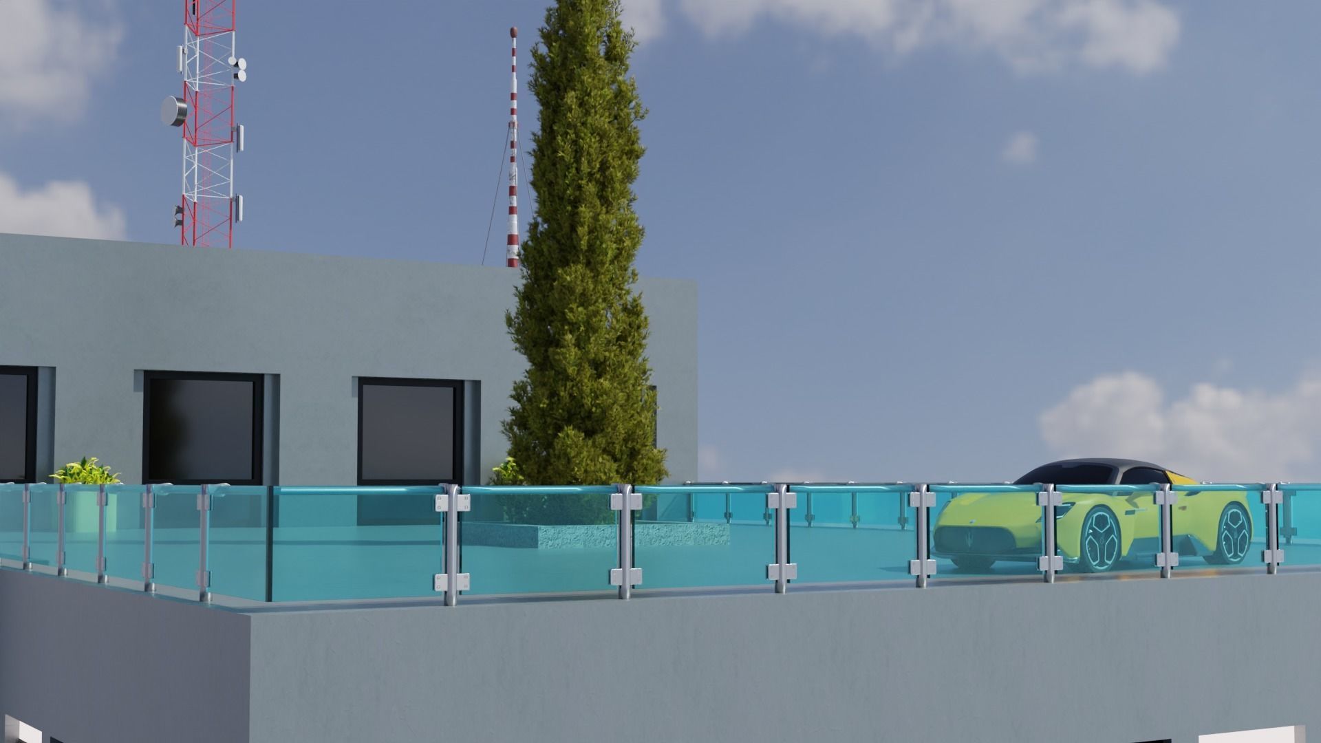 modern skyscraper showroom 3D model 3D model_3
