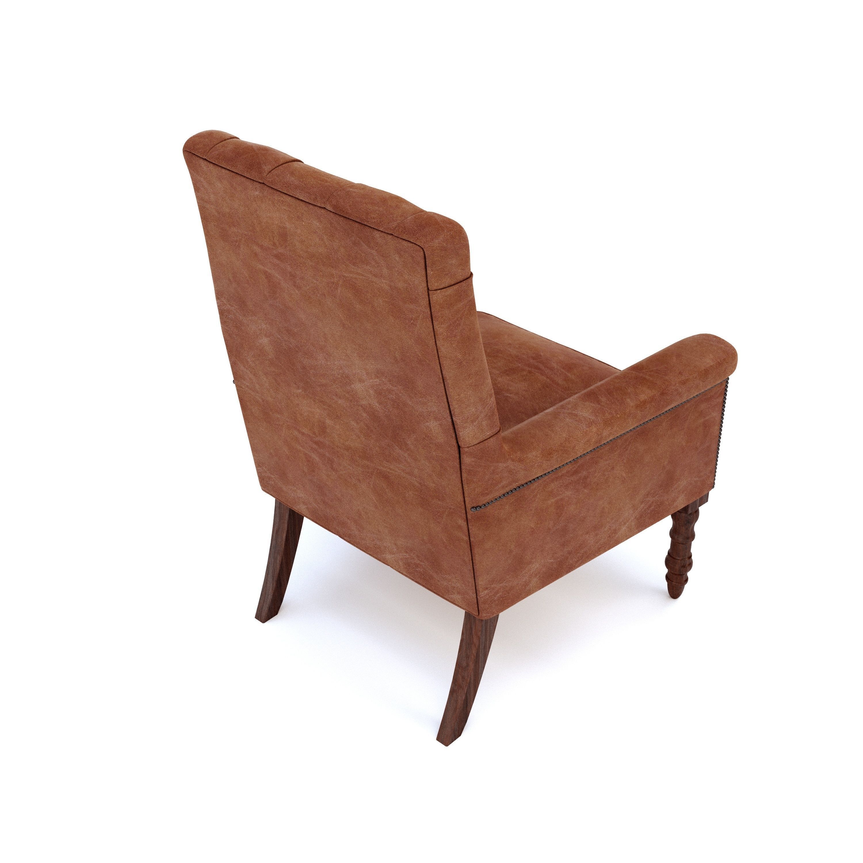 Leather Wing Chair 3D model_1