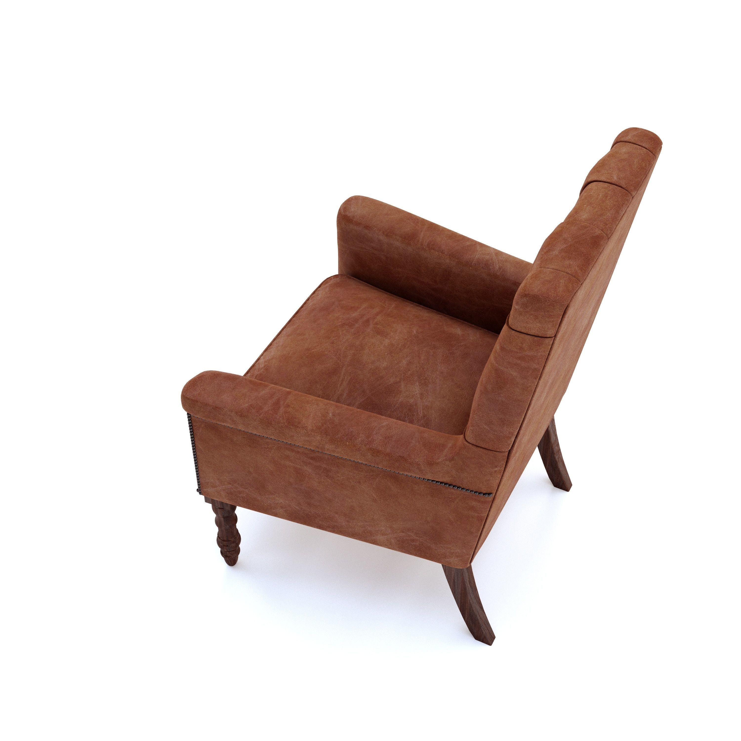Leather Wing Chair 3D model_4