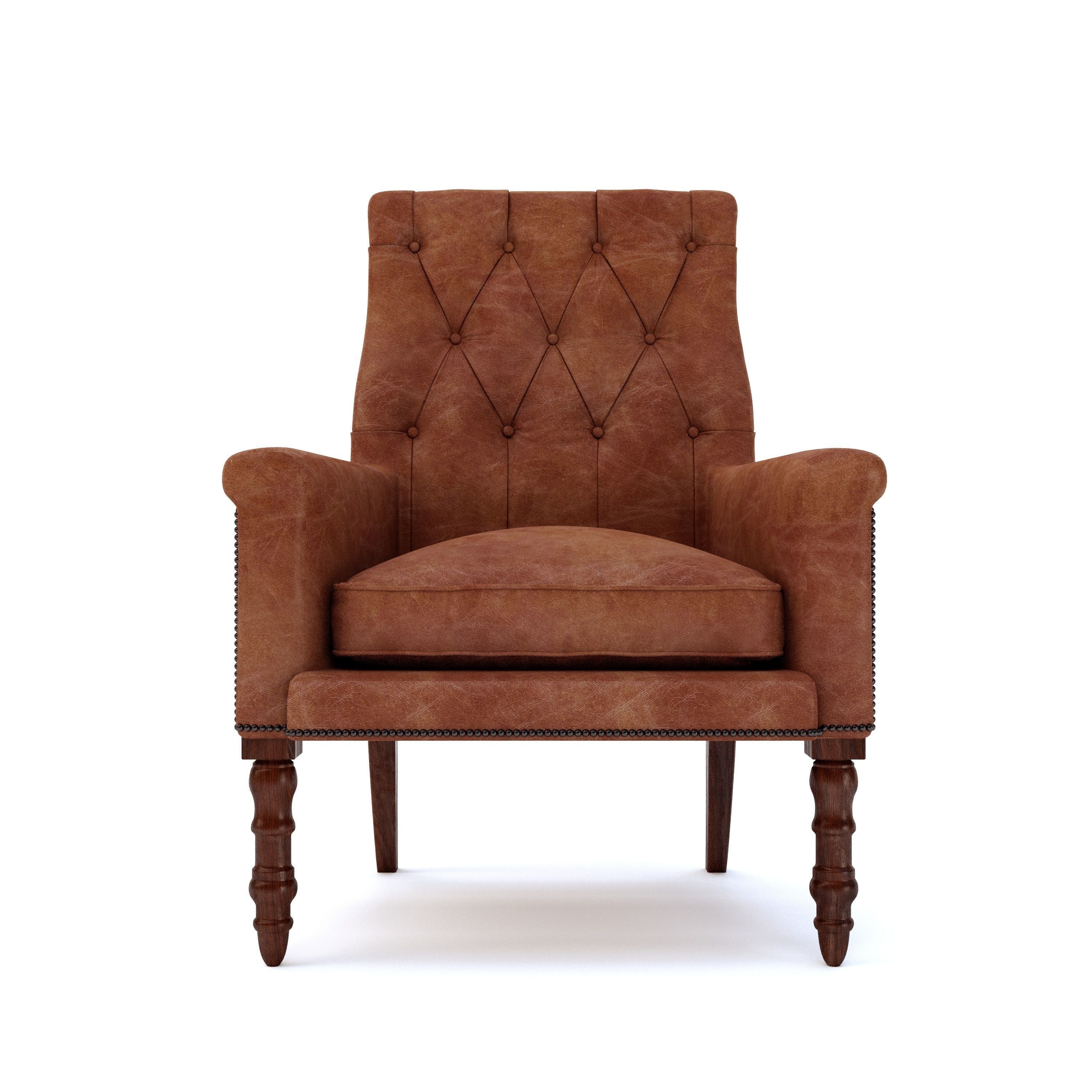 Leather Wing Chair 3D model_6