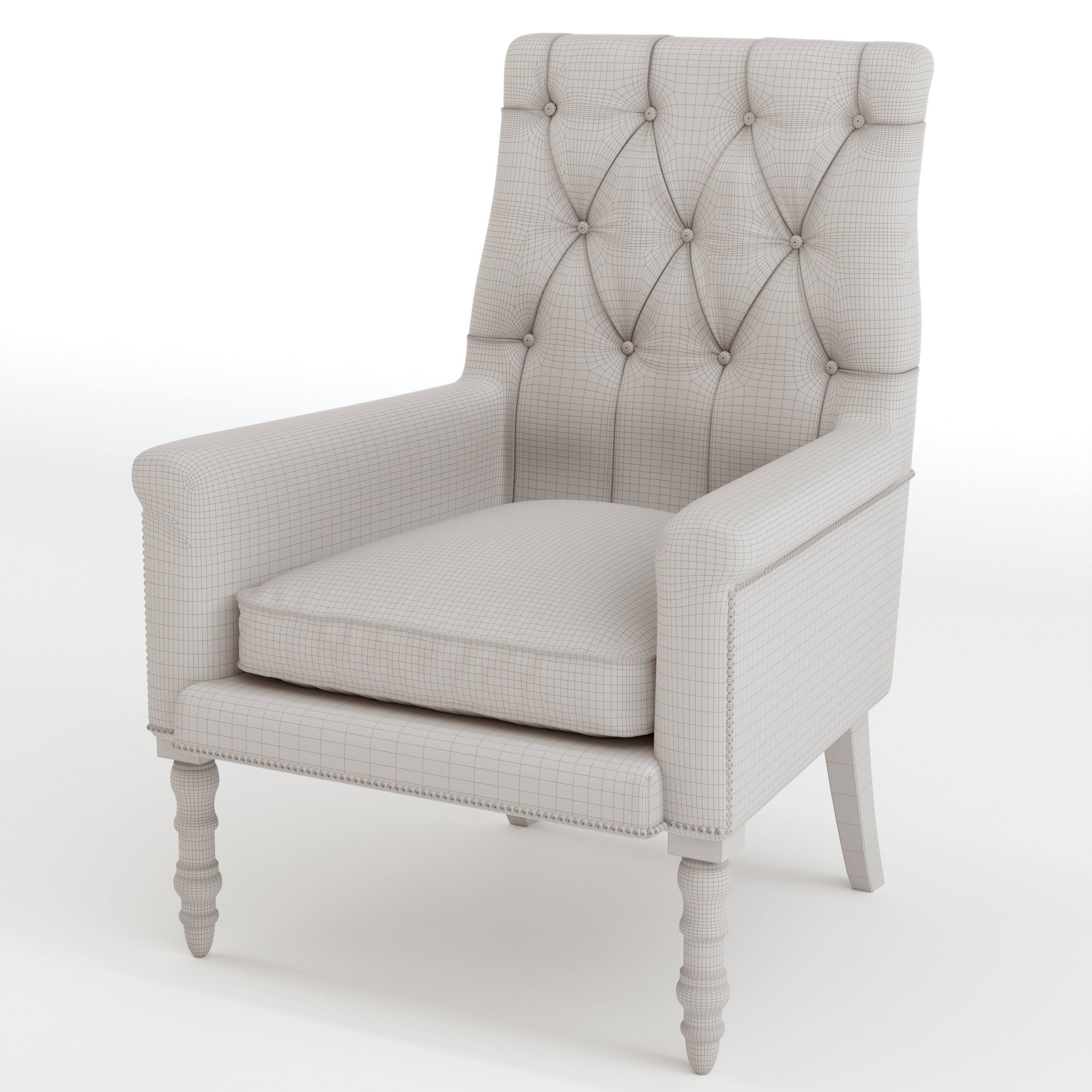 Leather Wing Chair 3D model_5