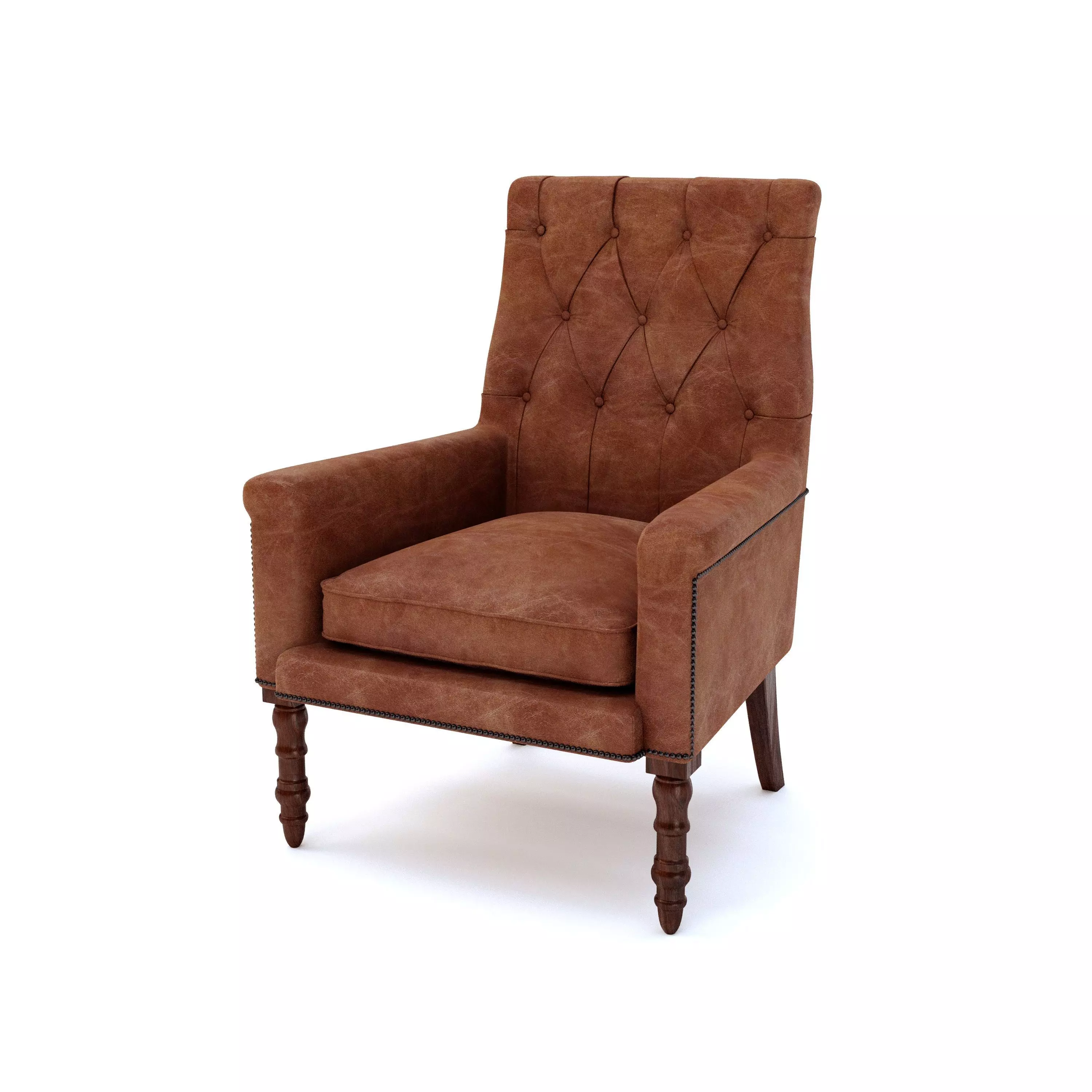 Leather Wing Chair 3D model_0