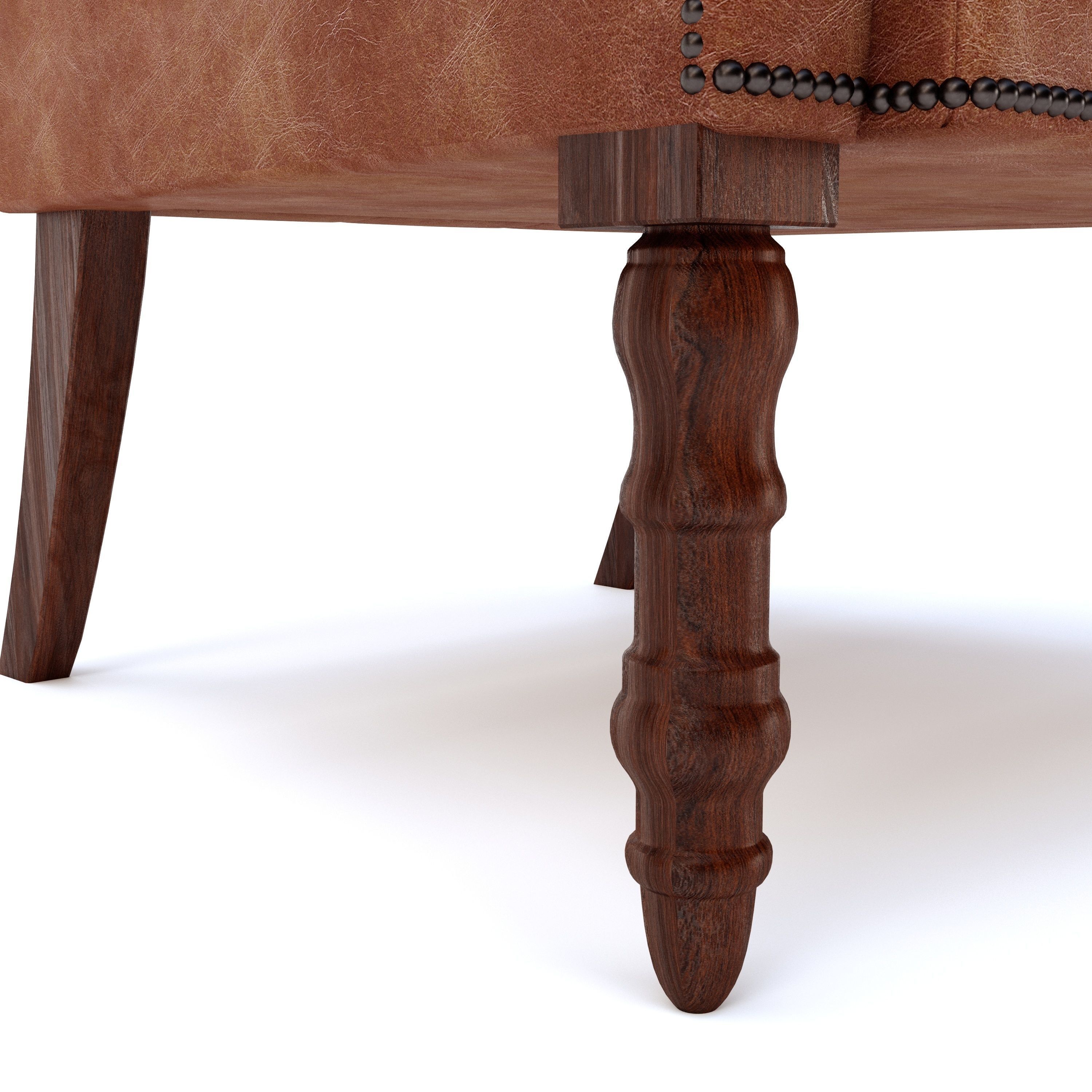 Leather Wing Chair 3D model_2