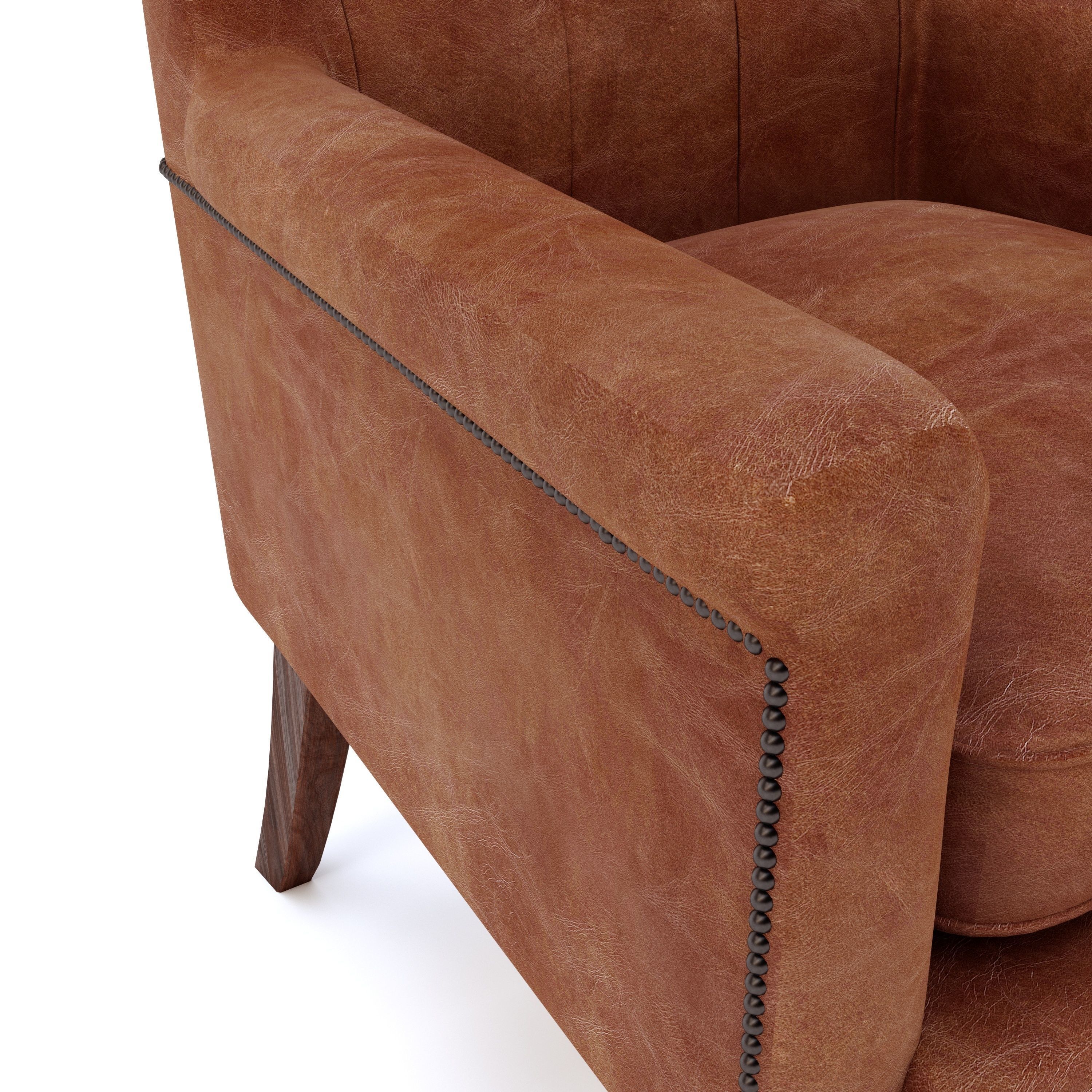 Leather Wing Chair 3D model_9