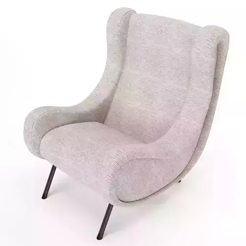 Winged Lounge Chair with Fabric and Metal Finish