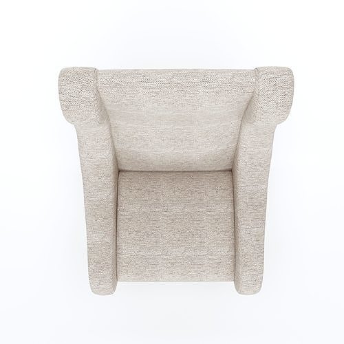 Winged Lounge Chair with Fabric and Metal Finish 3D model 6