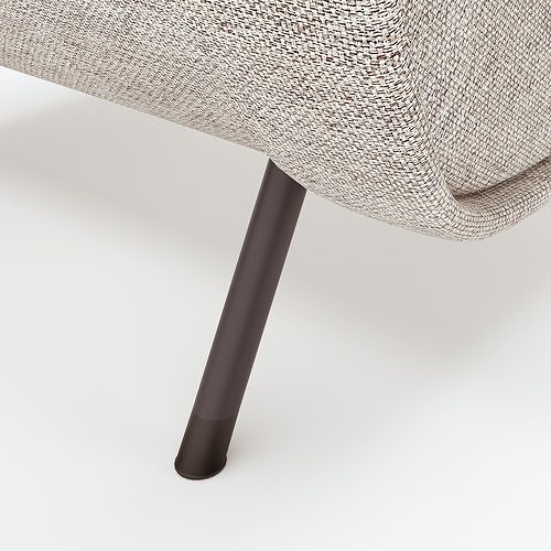 Winged Lounge Chair with Fabric and Metal Finish 3D model 3