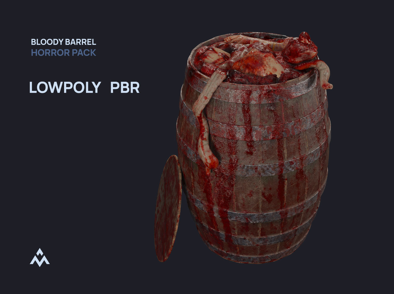 Gore Pack Barrel With Flesh and Tools Low-poly 3D model_1