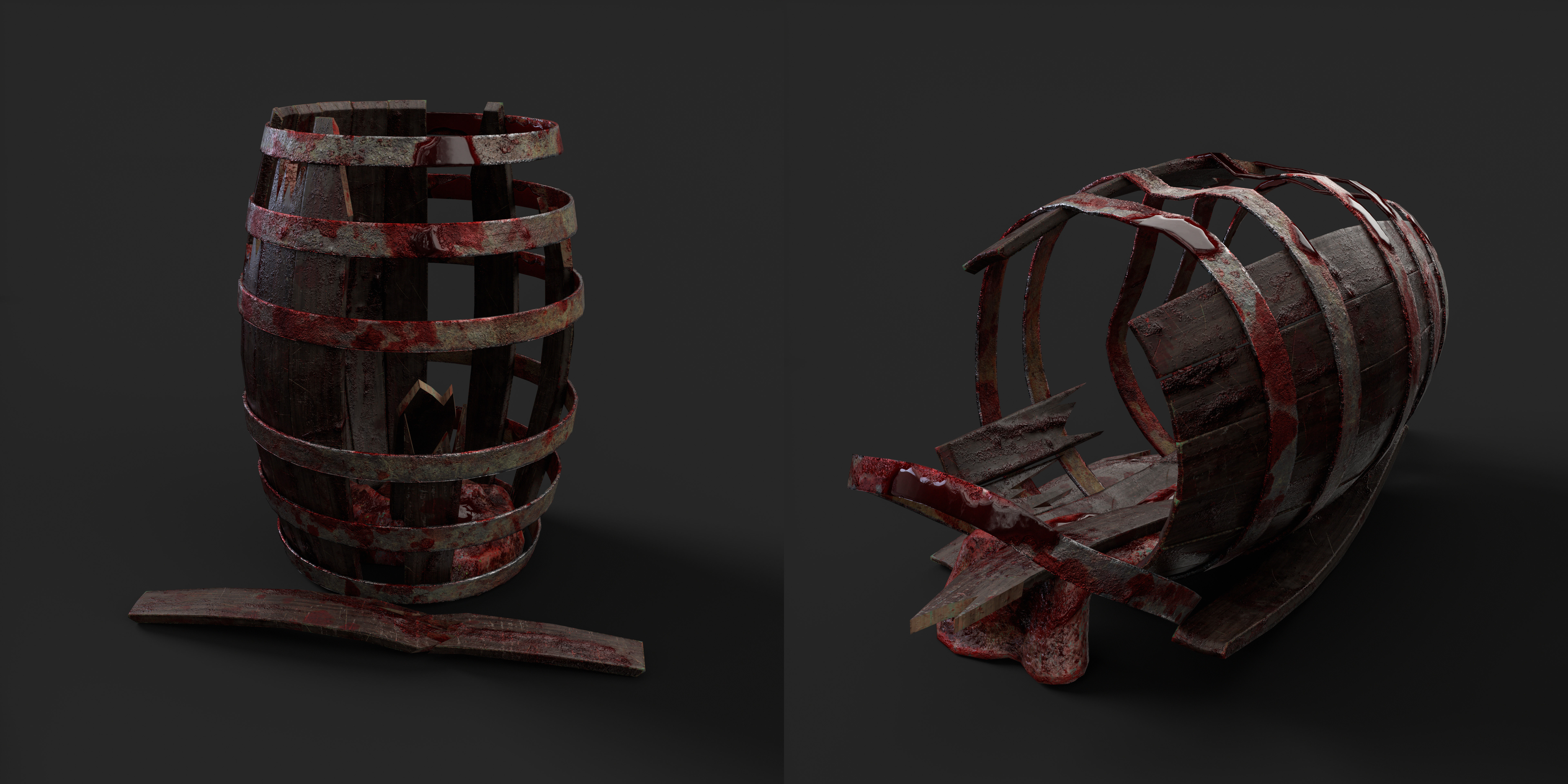 Gore Pack Barrel With Flesh and Tools Low-poly 3D model_7