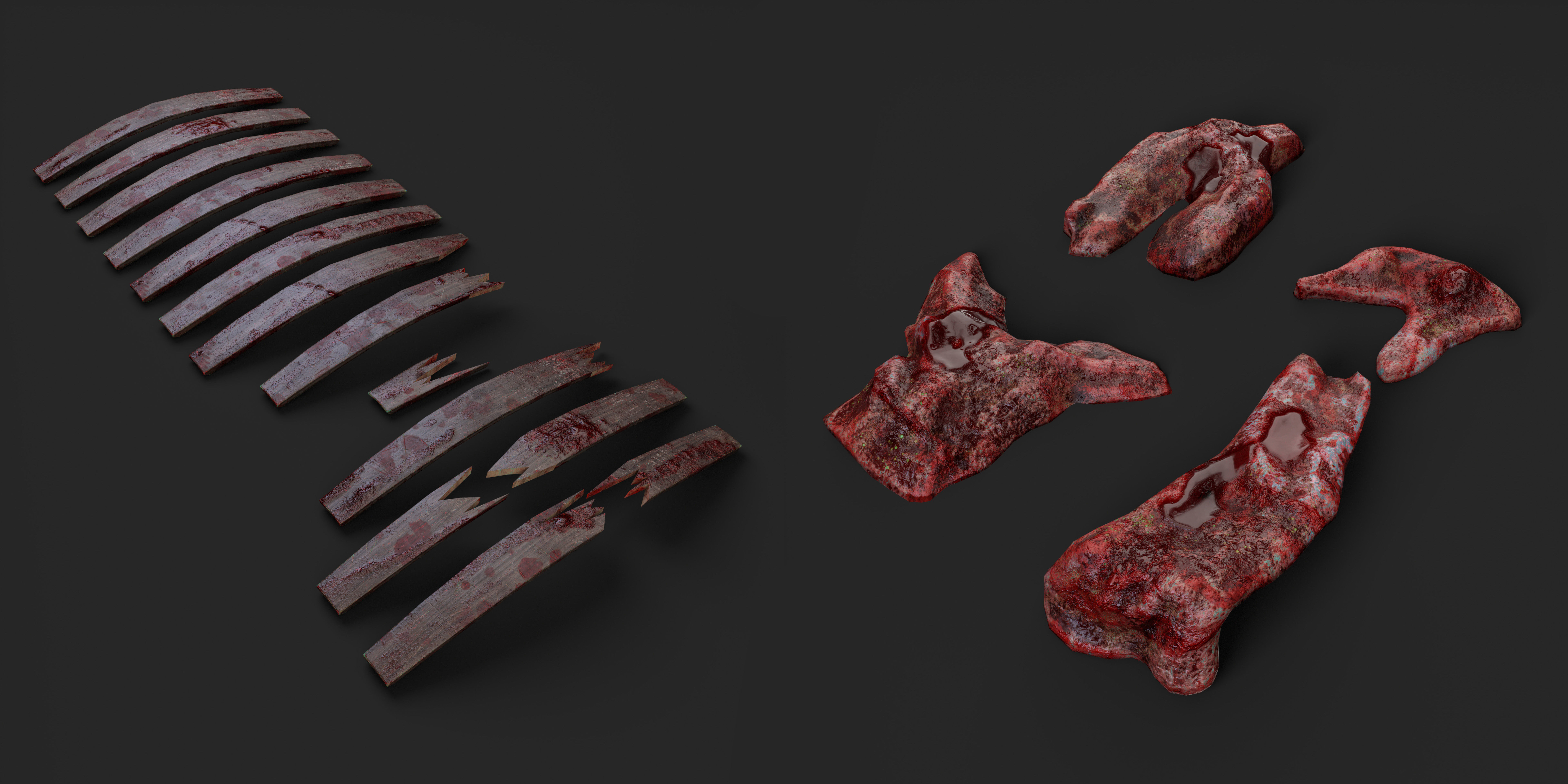 Gore Pack Barrel With Flesh and Tools Low-poly 3D model_9