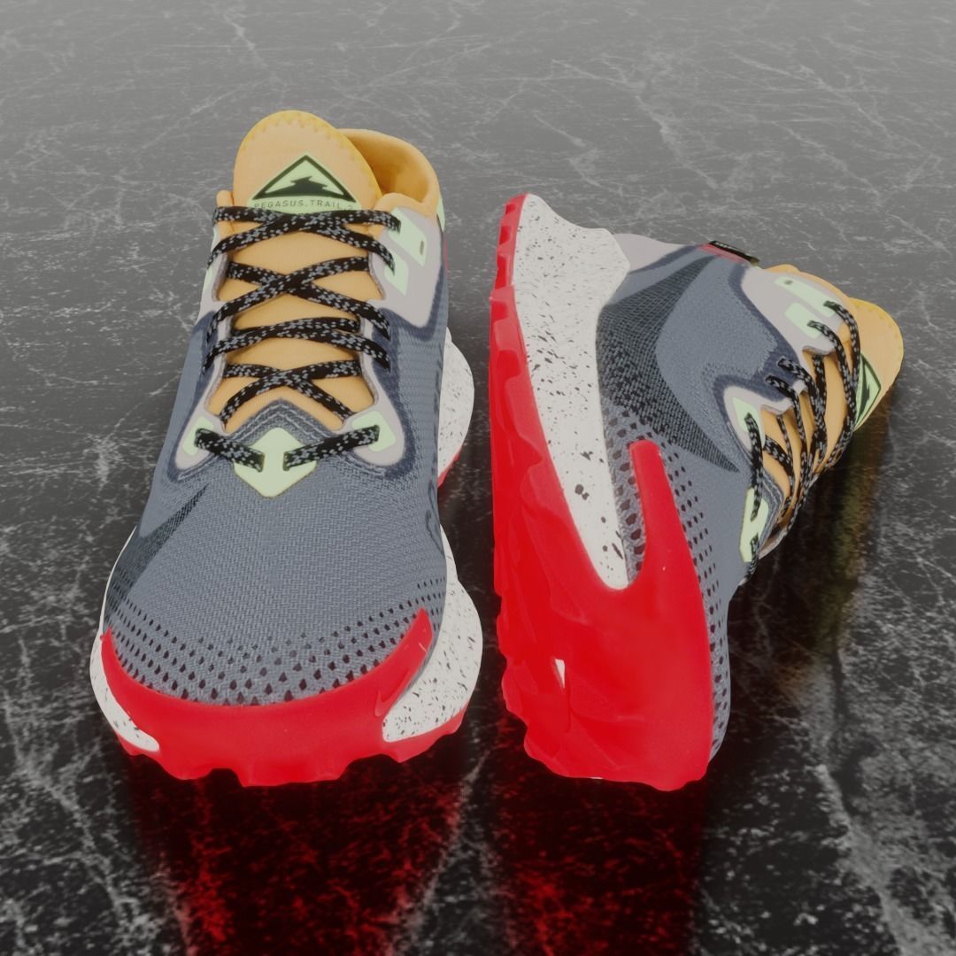 NIKE 3D SHOES - PEGASUS TRAIL 2 Low-poly 3D model_3