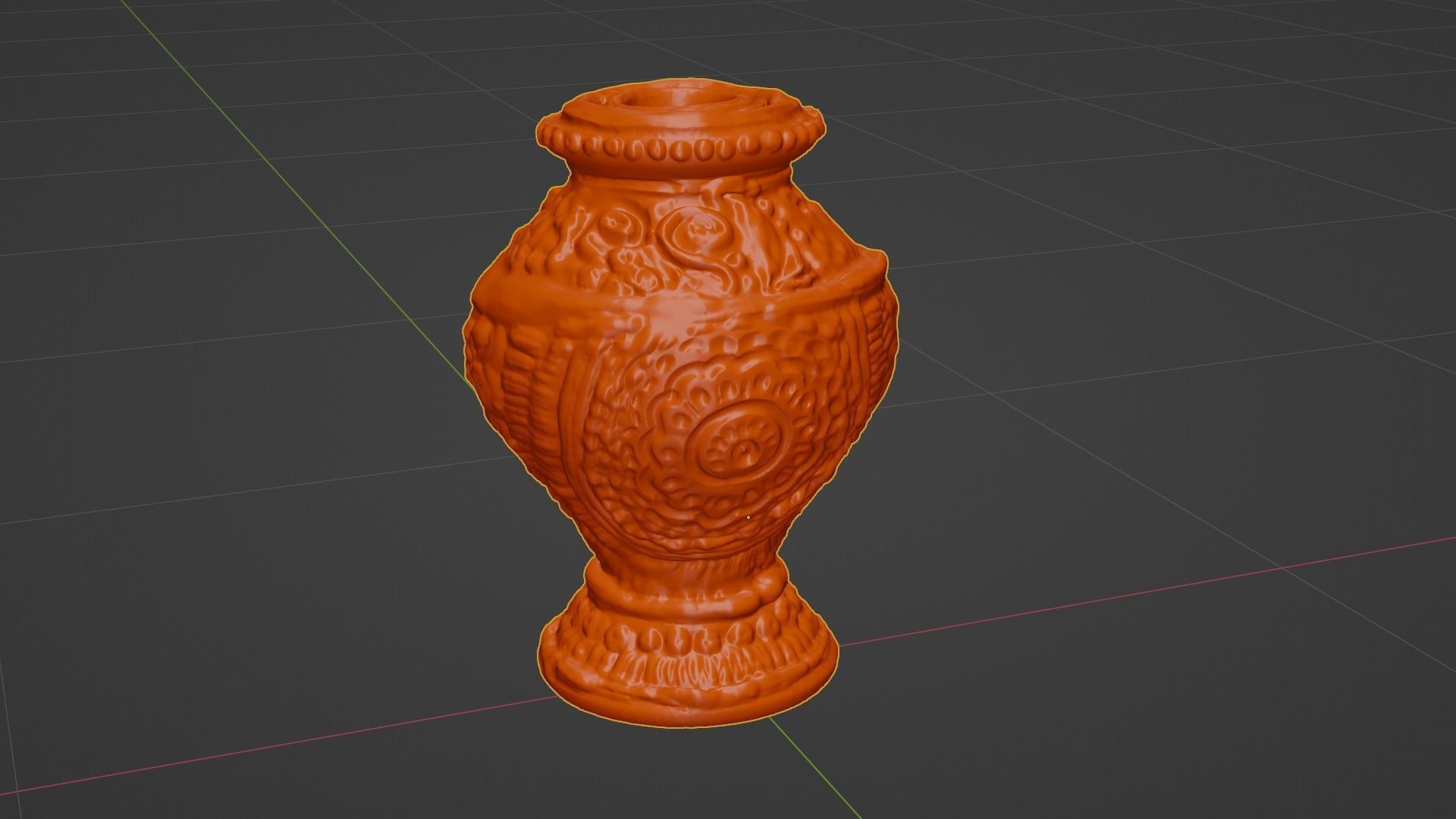 Antique Terracotta Pot with sculpted flowers mandala details 3D model_18