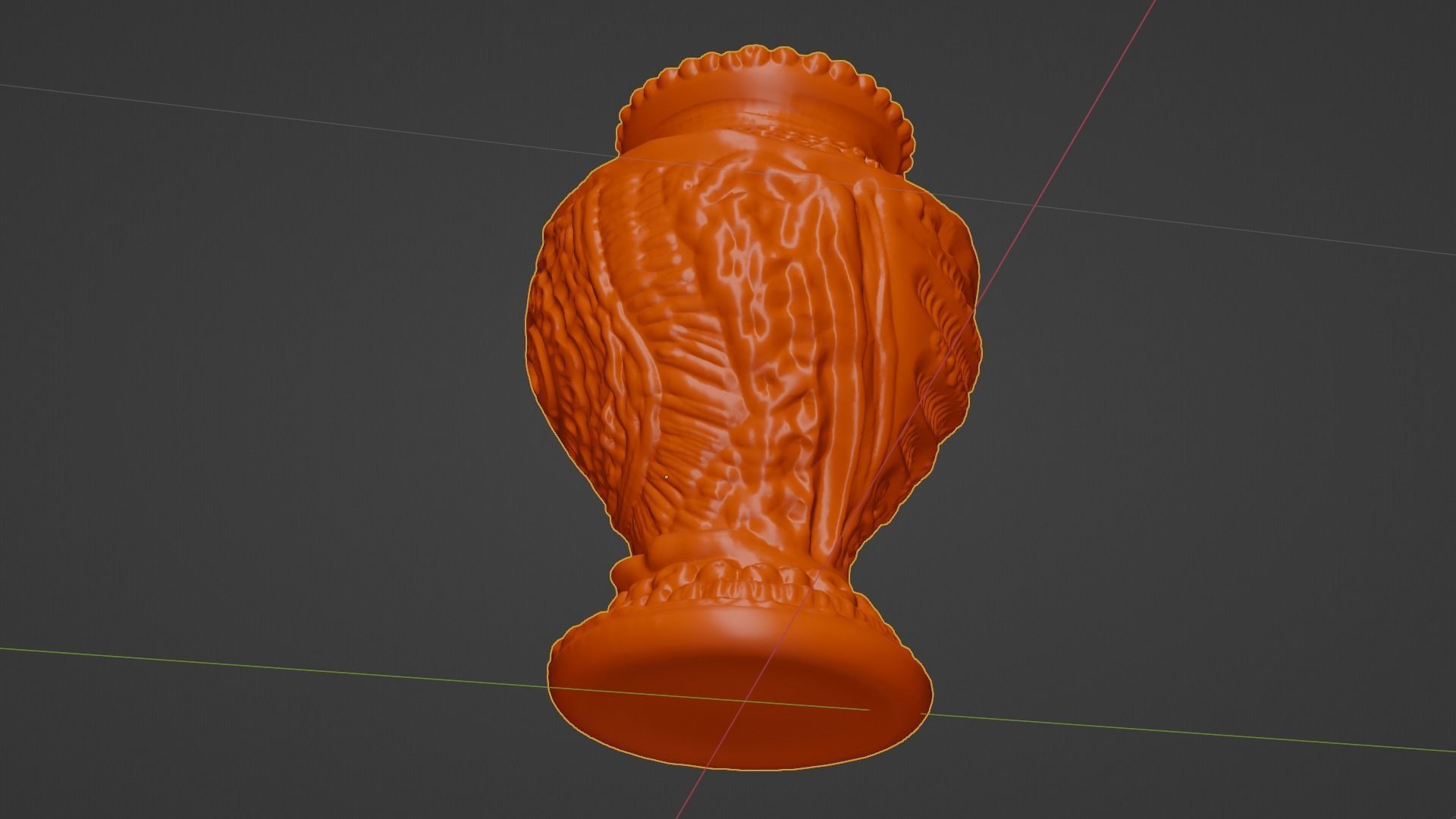 Antique Terracotta Pot with sculpted flowers mandala details 3D model_21