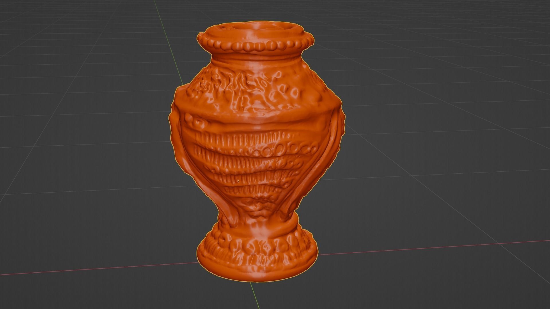 Antique Terracotta Pot with sculpted flowers mandala details 3D model_19