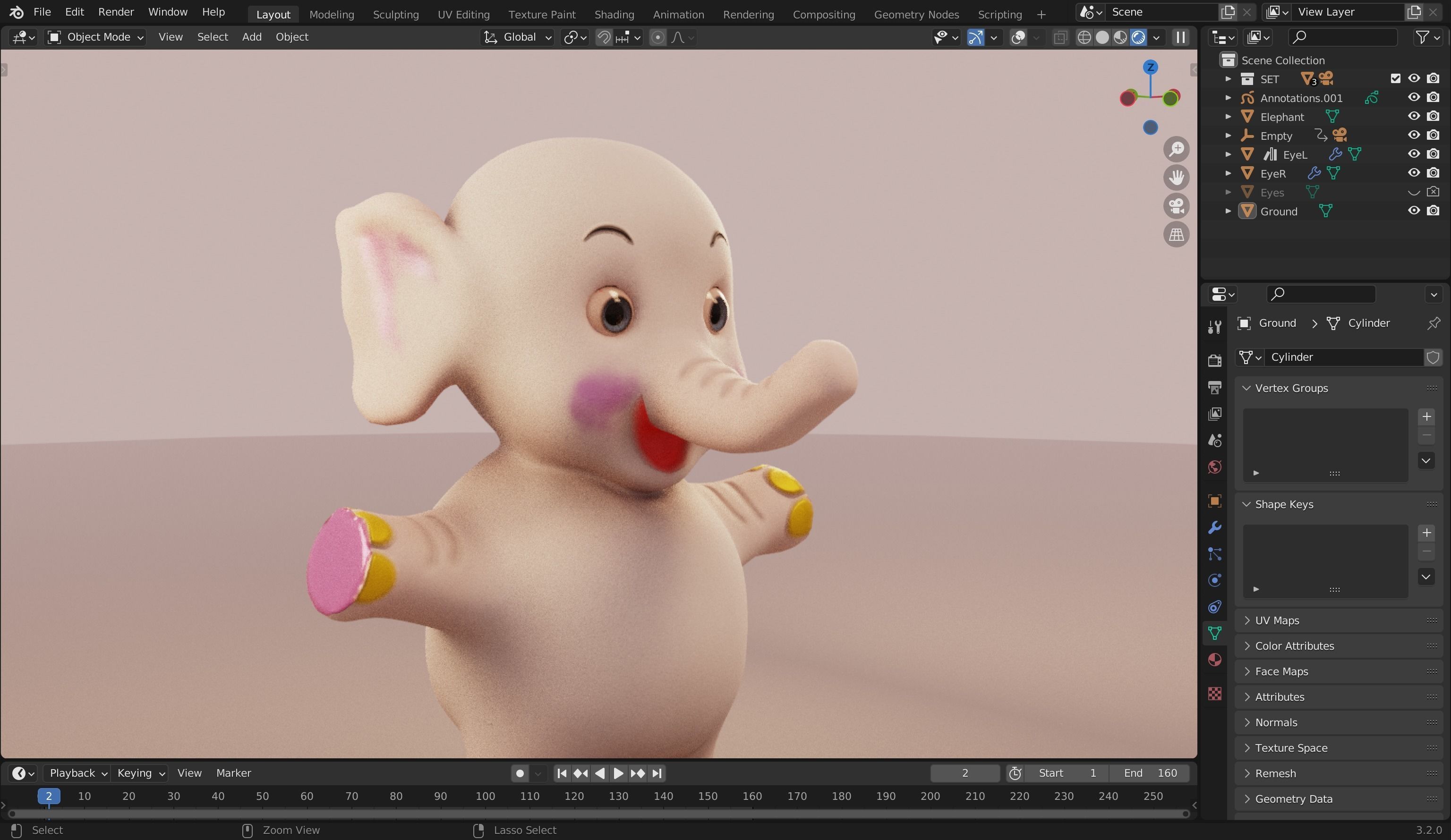 Elephant 3D Model Inspired by a book of Roberts Elizabeth Low-poly 3D model_17