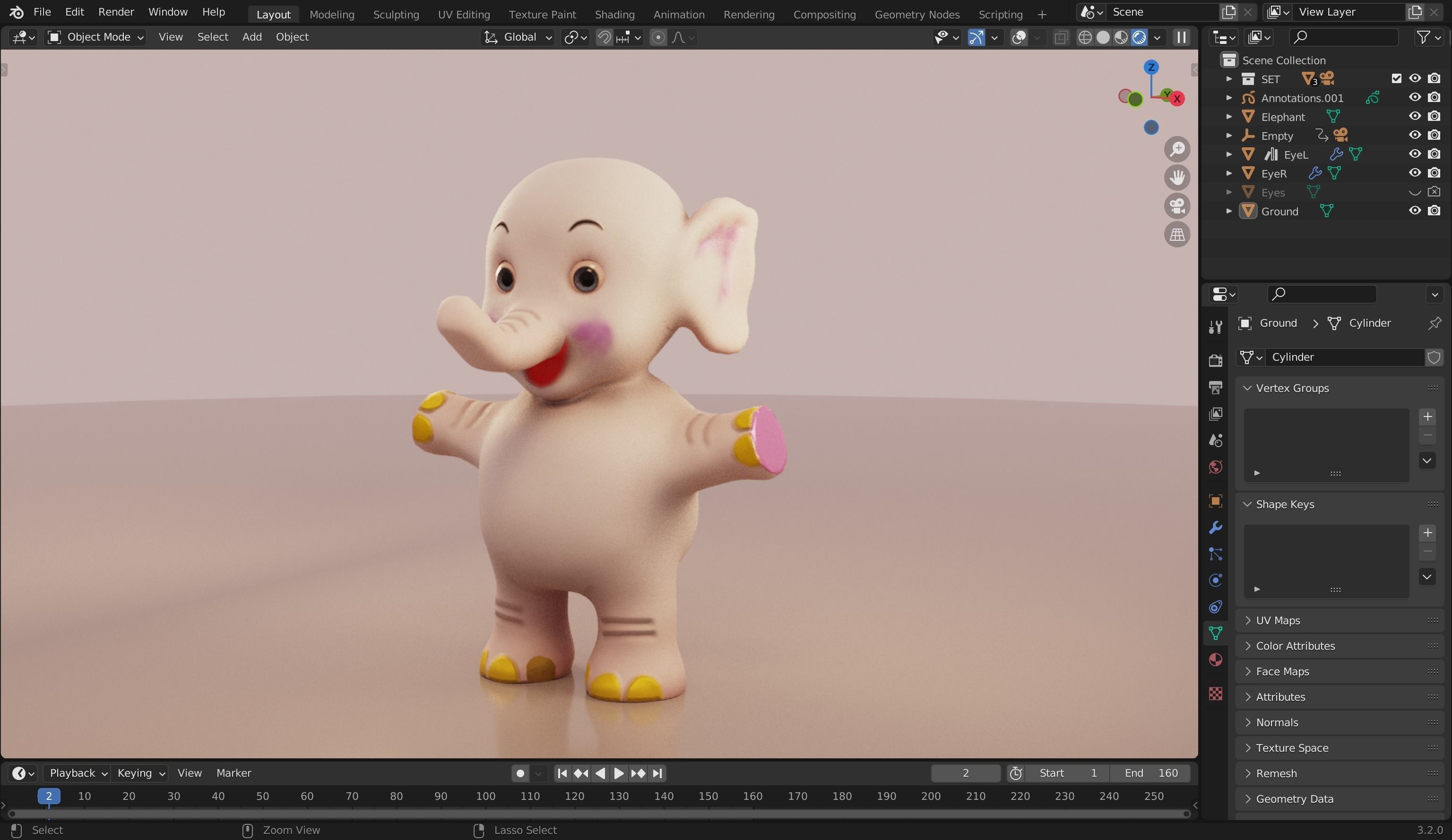 Elephant 3D Model Inspired by a book of Roberts Elizabeth Low-poly 3D model_16