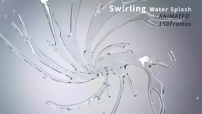 Spiraling Water Splash Animated 3D model 3D model