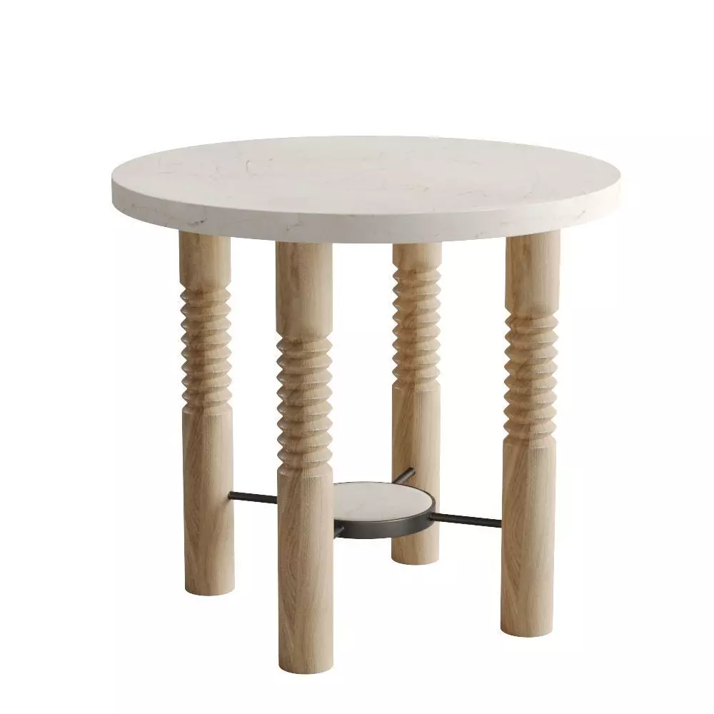 Revival Round Marble Side Table 3D model_0