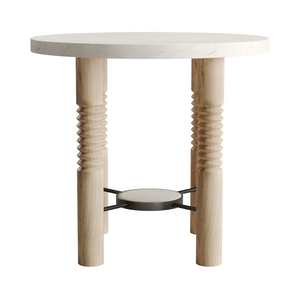 Revival Round Marble Side Table 3D model_1