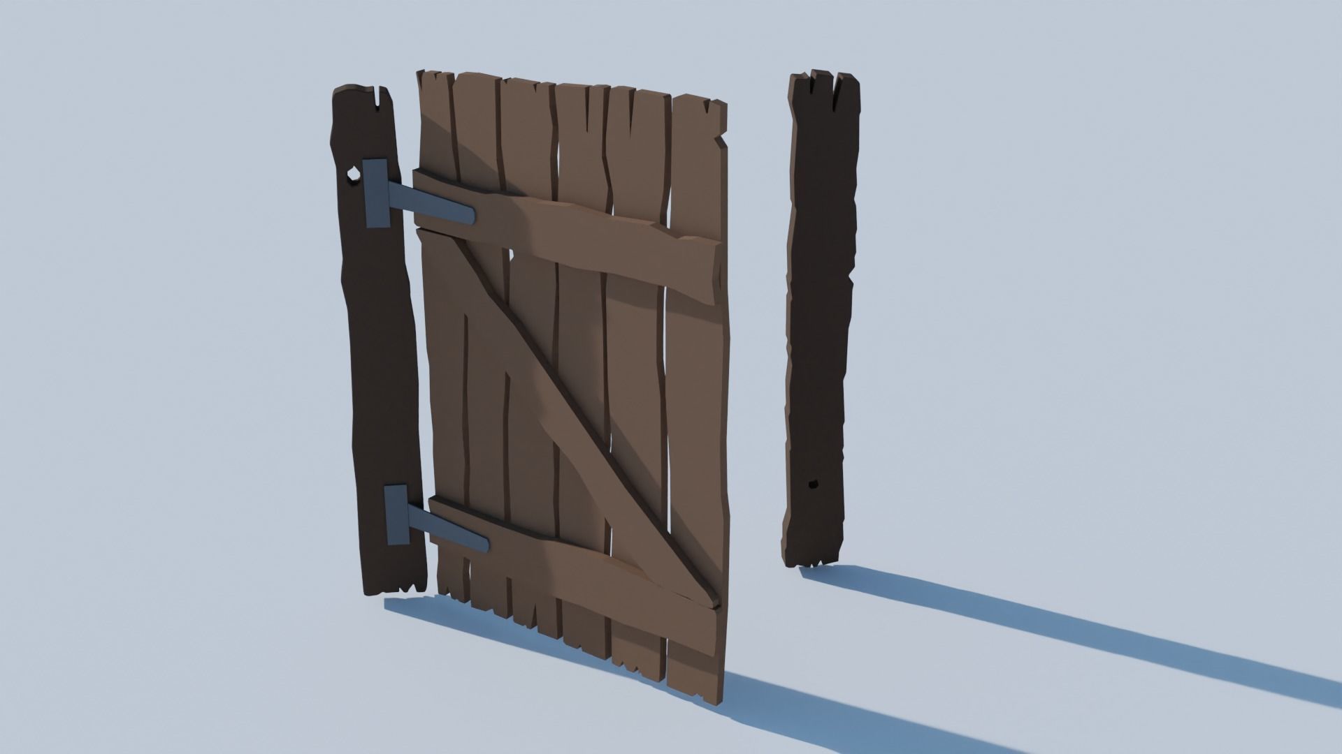 Wooden Gate Free low-poly 3D model_2