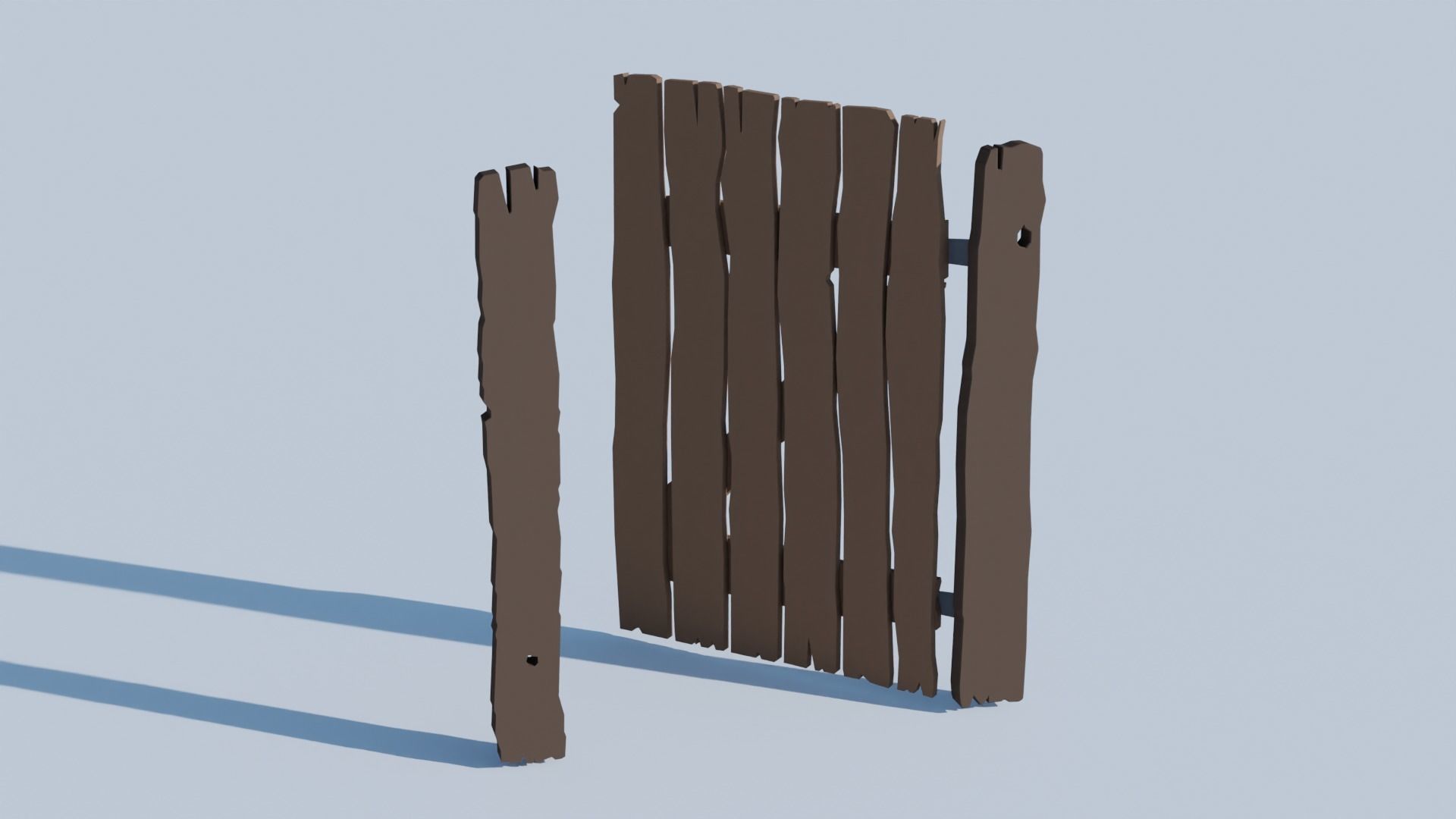 Wooden Gate Free low-poly 3D model_3