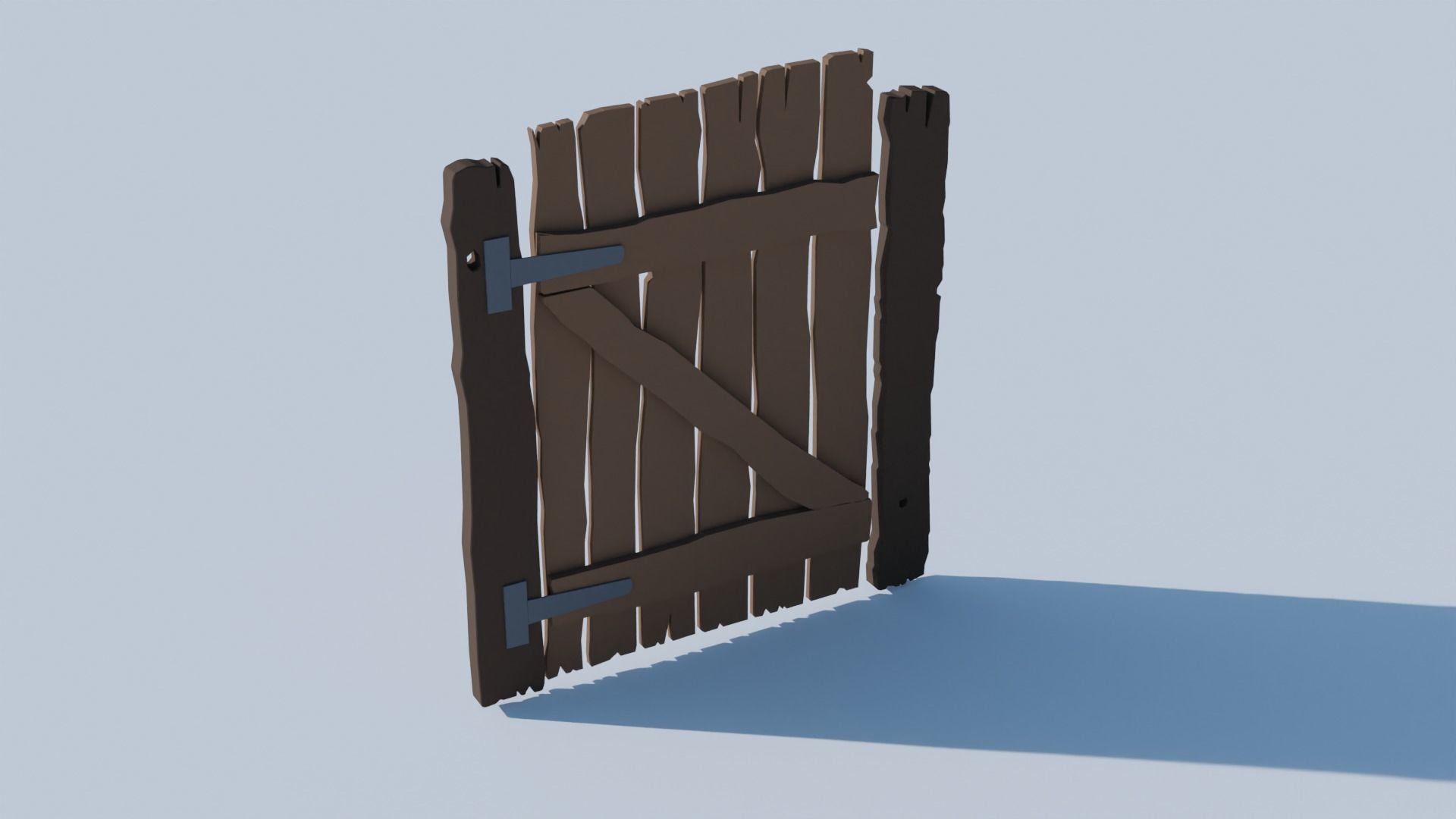 Wooden Gate Free low-poly 3D model_1