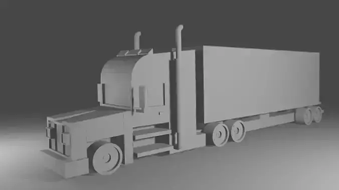 Truck with Flatbed Trailer 3D model without texture 3D model
