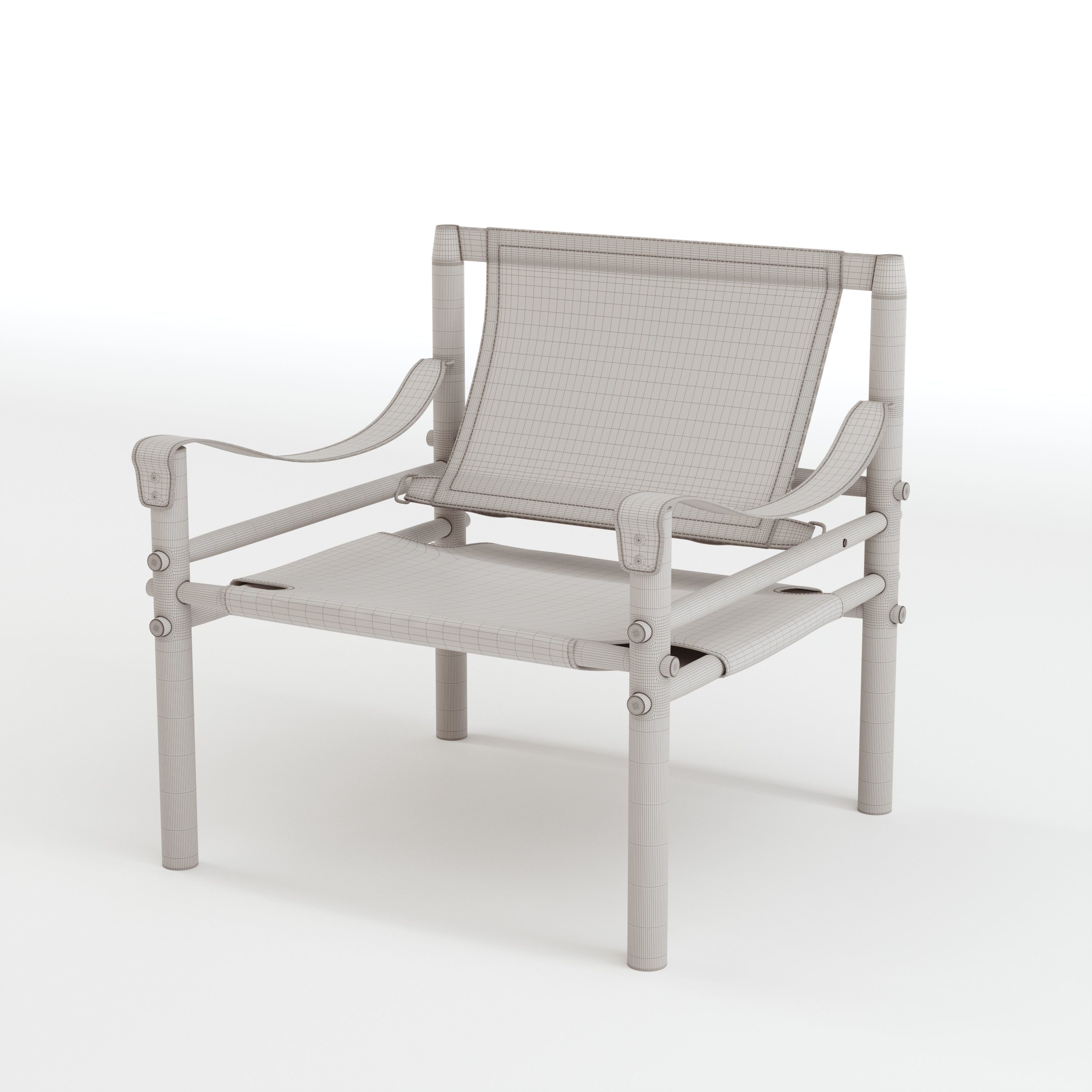 Leather Armchair with Wooden Frame 3D model_10