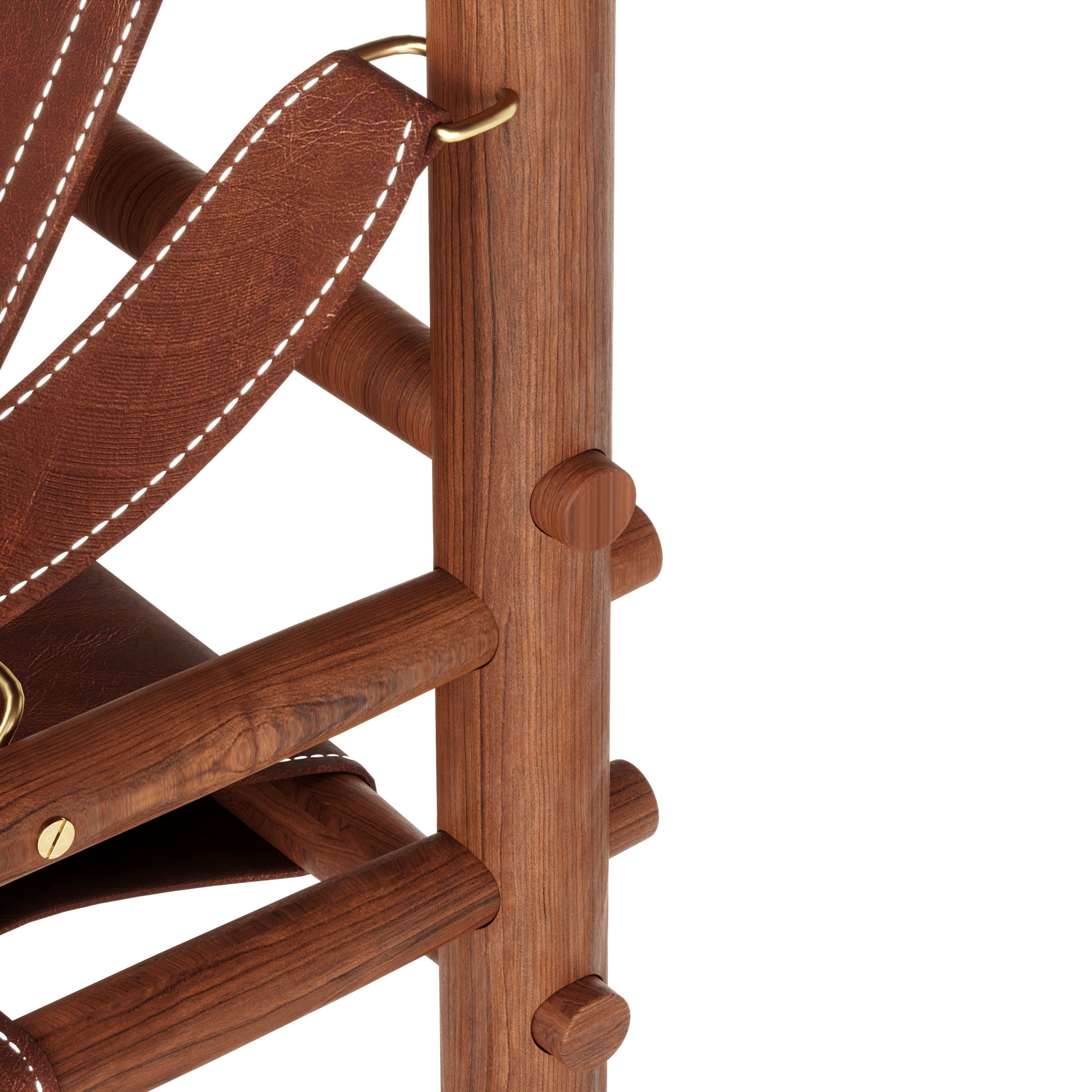 Leather Armchair with Wooden Frame 3D model_9