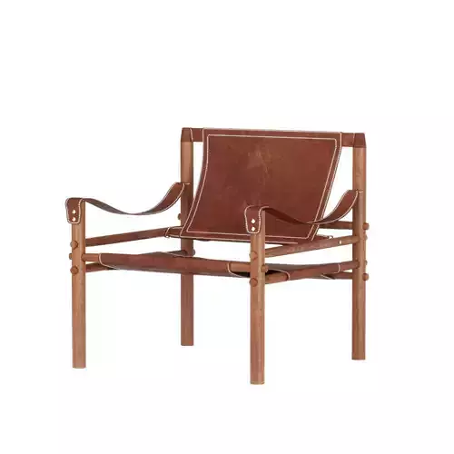Leather Armchair with Wooden Frame