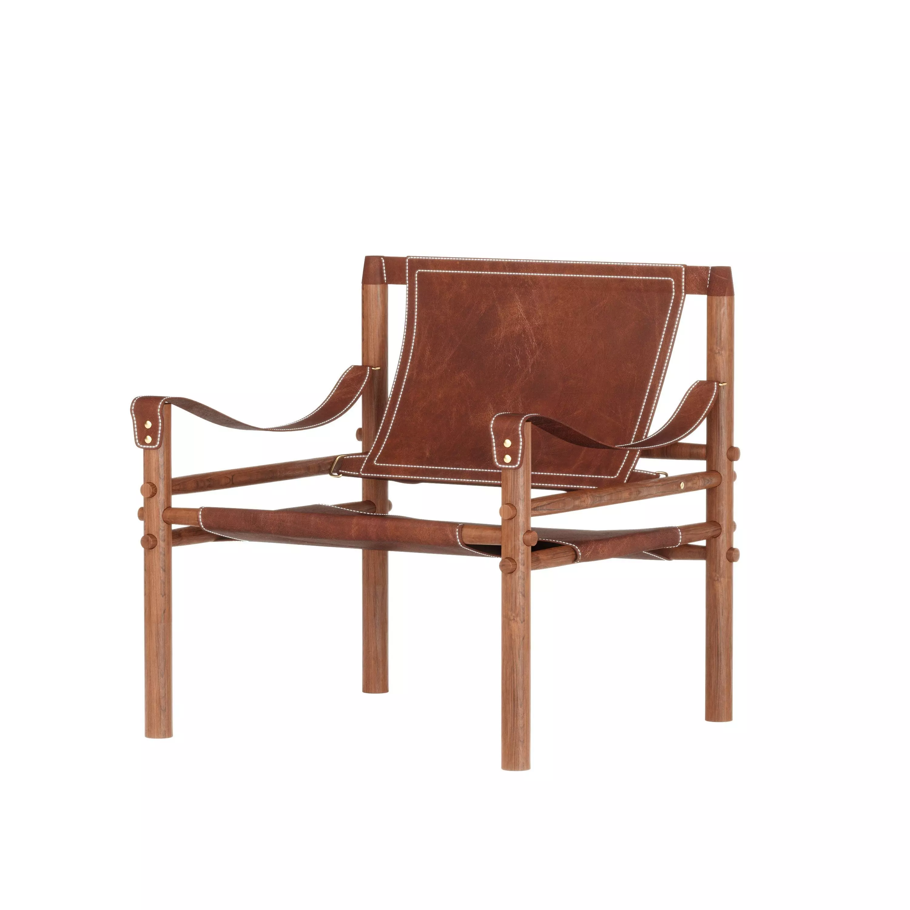 Leather Armchair with Wooden Frame 3D model_0