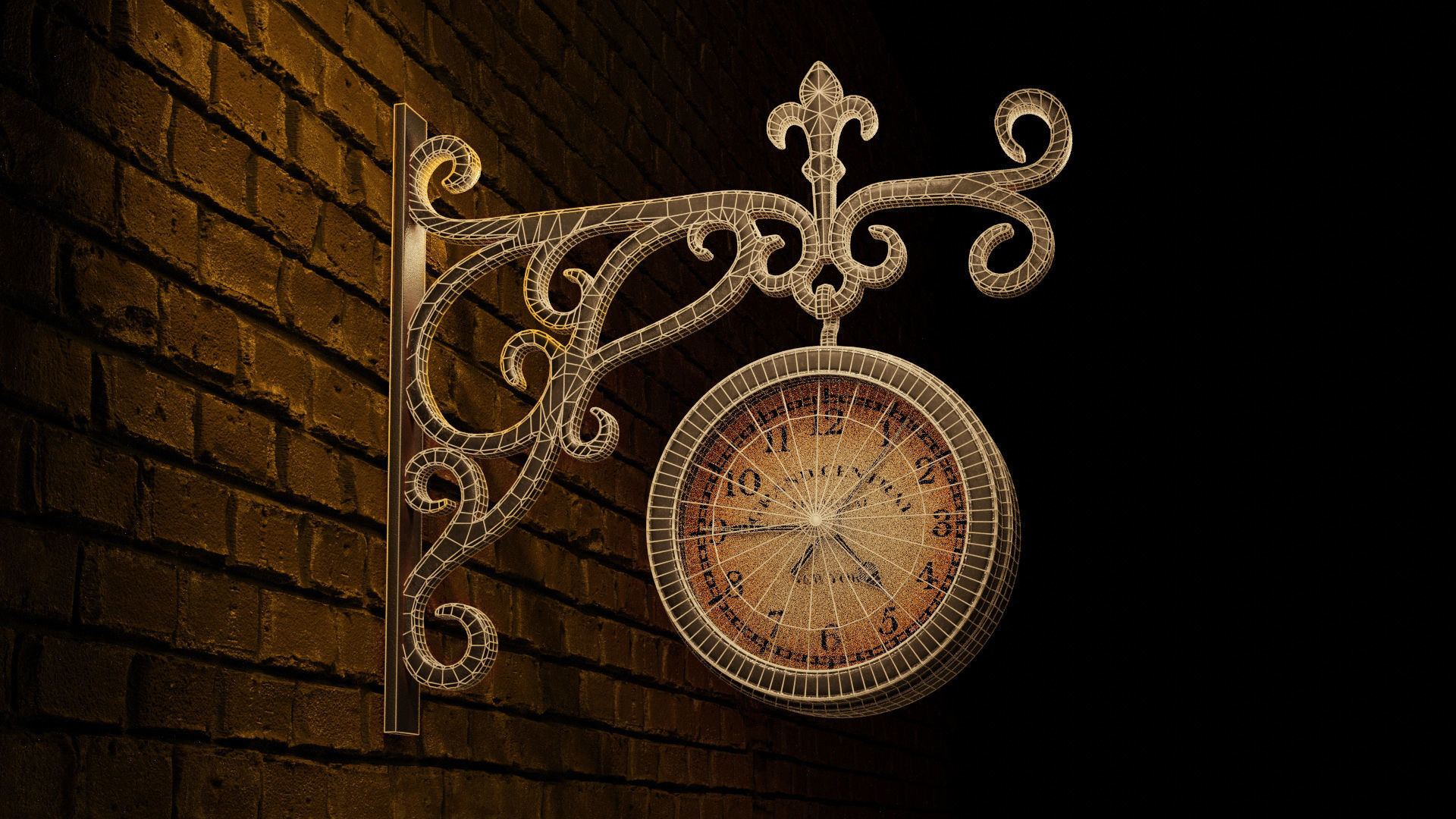 Street Wall Clock 3D model_3