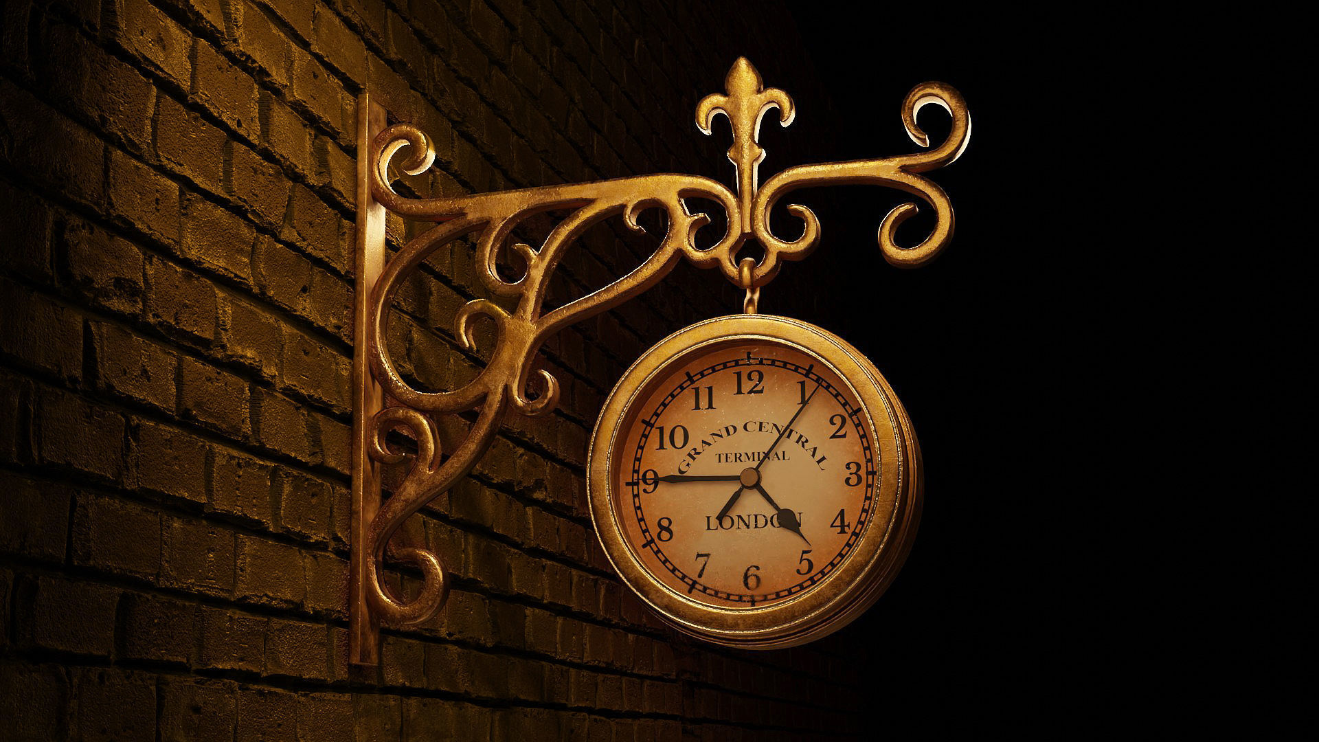 Street Wall Clock 3D model_2