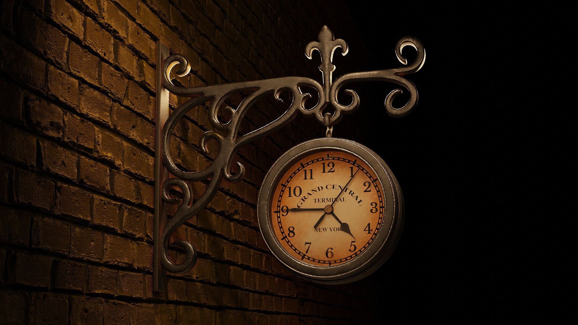 Street Wall Clock 3D model_4