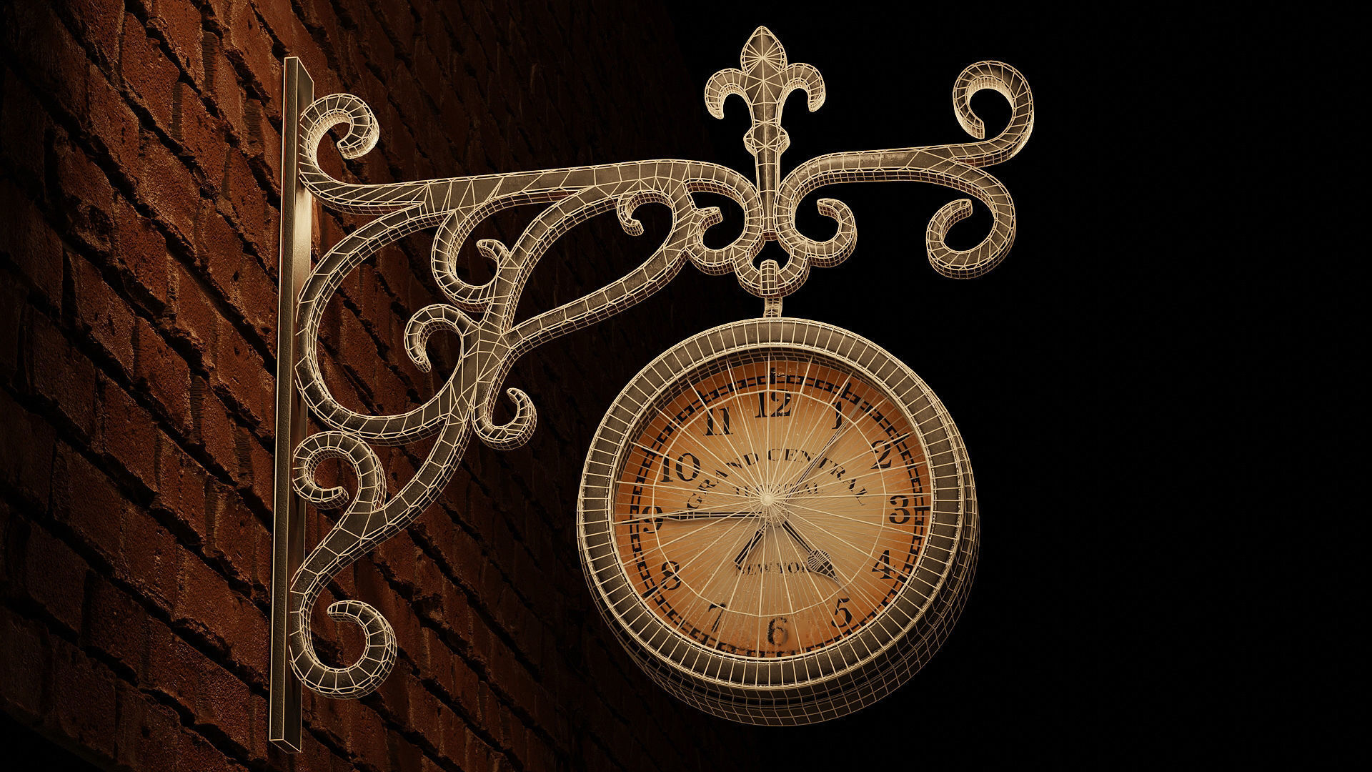 Street Wall Clock 3D model_5