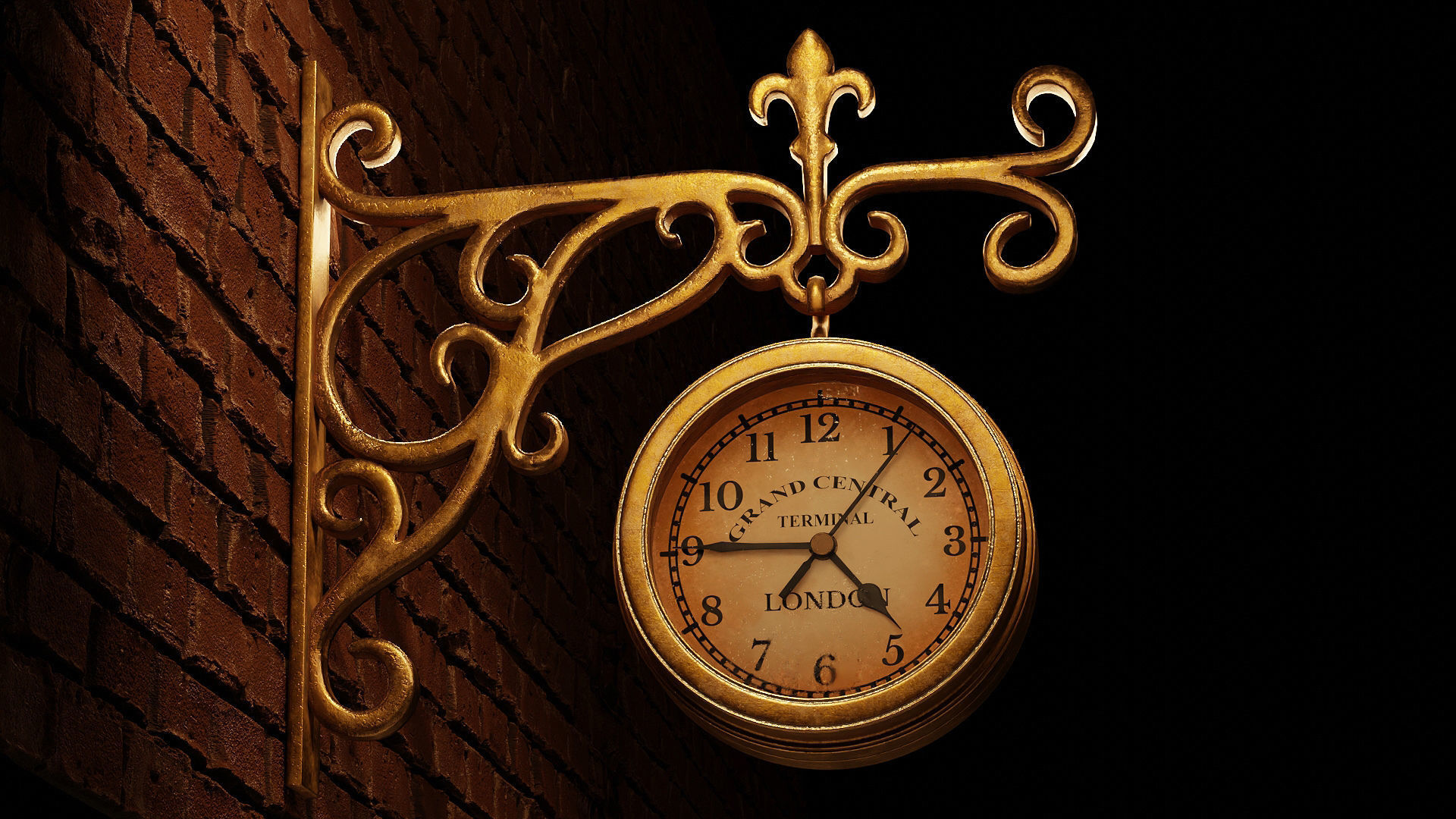 Street Wall Clock 3D model_7