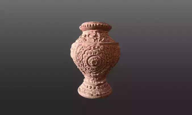 Mandala Terracotta Pot with sculpted flowers details