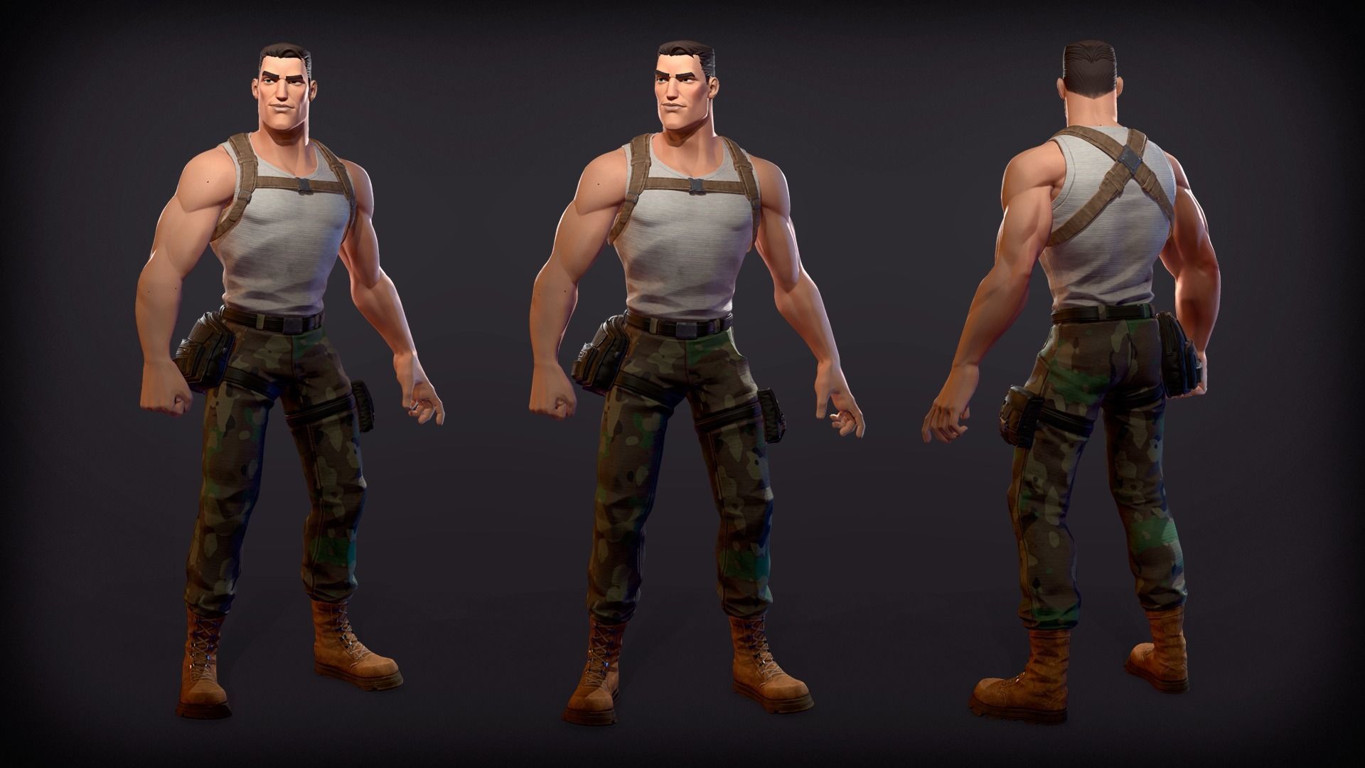 Cartoon male character Soldier Stan  Low-poly 3D model_5