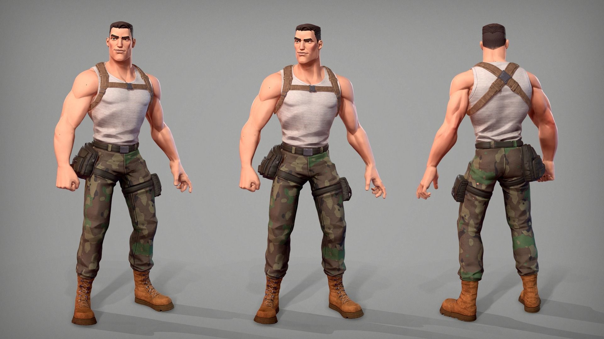 Cartoon male character Soldier Stan  Low-poly 3D model_2
