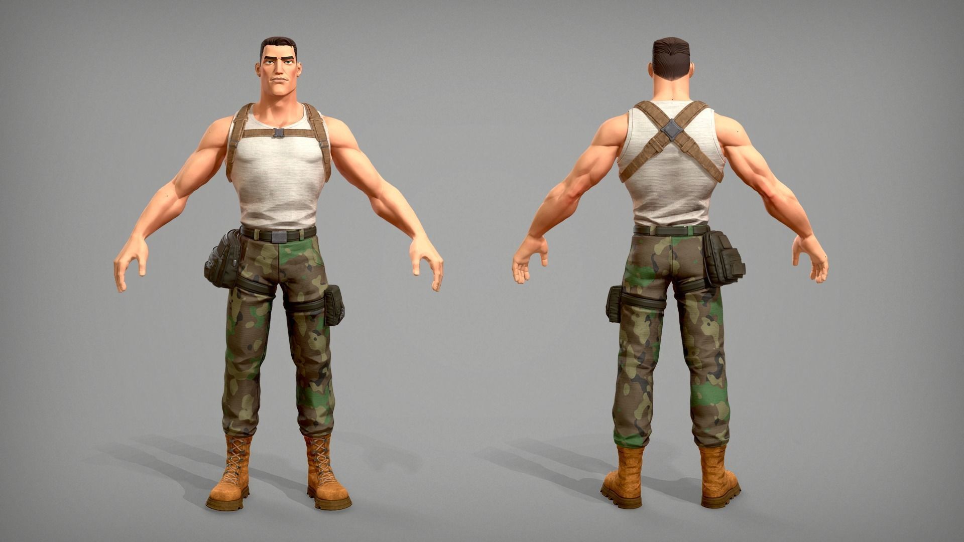 Cartoon male character Soldier Stan  Low-poly 3D model_3