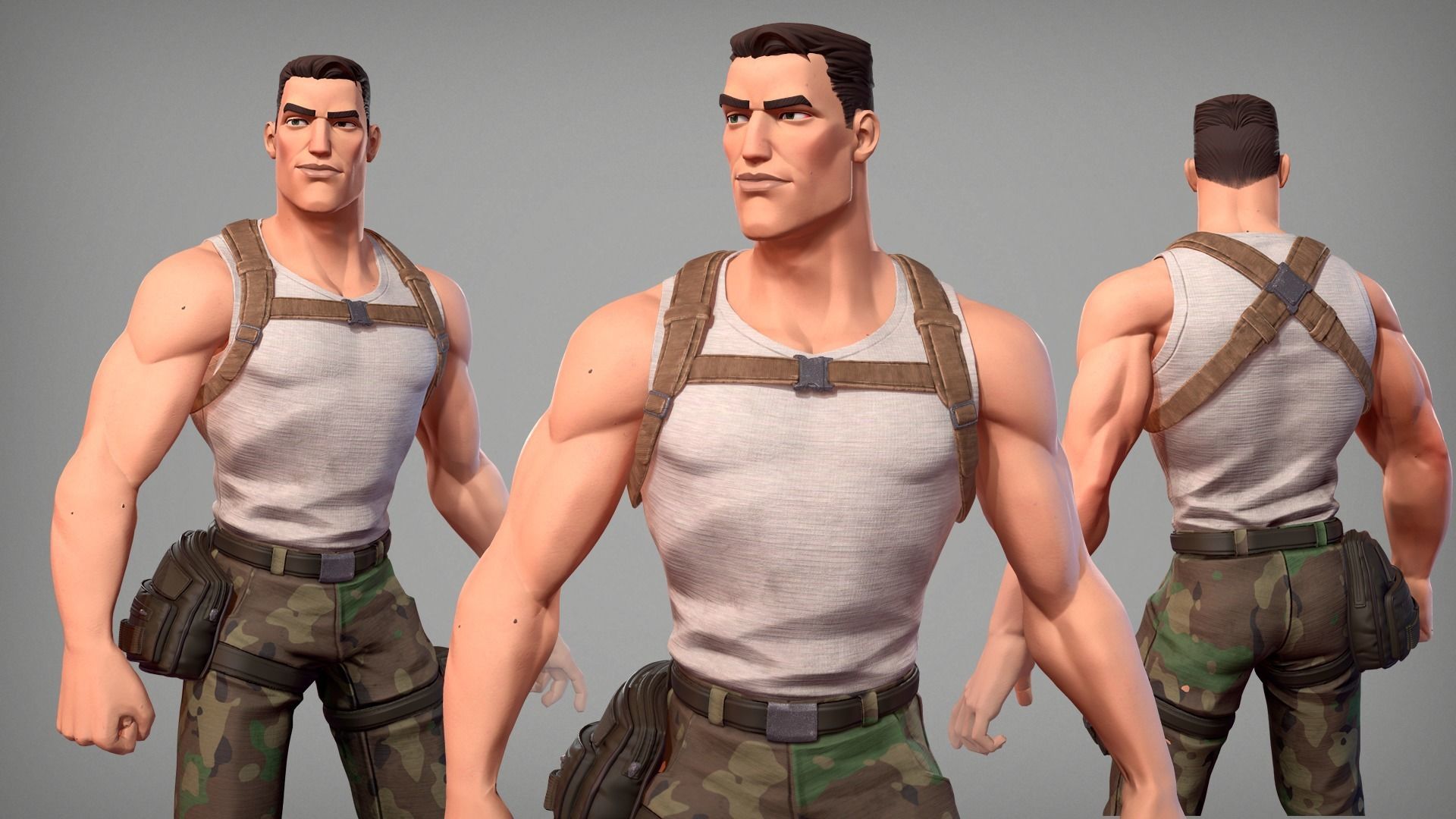 Cartoon male character Soldier Stan  Low-poly 3D model_6