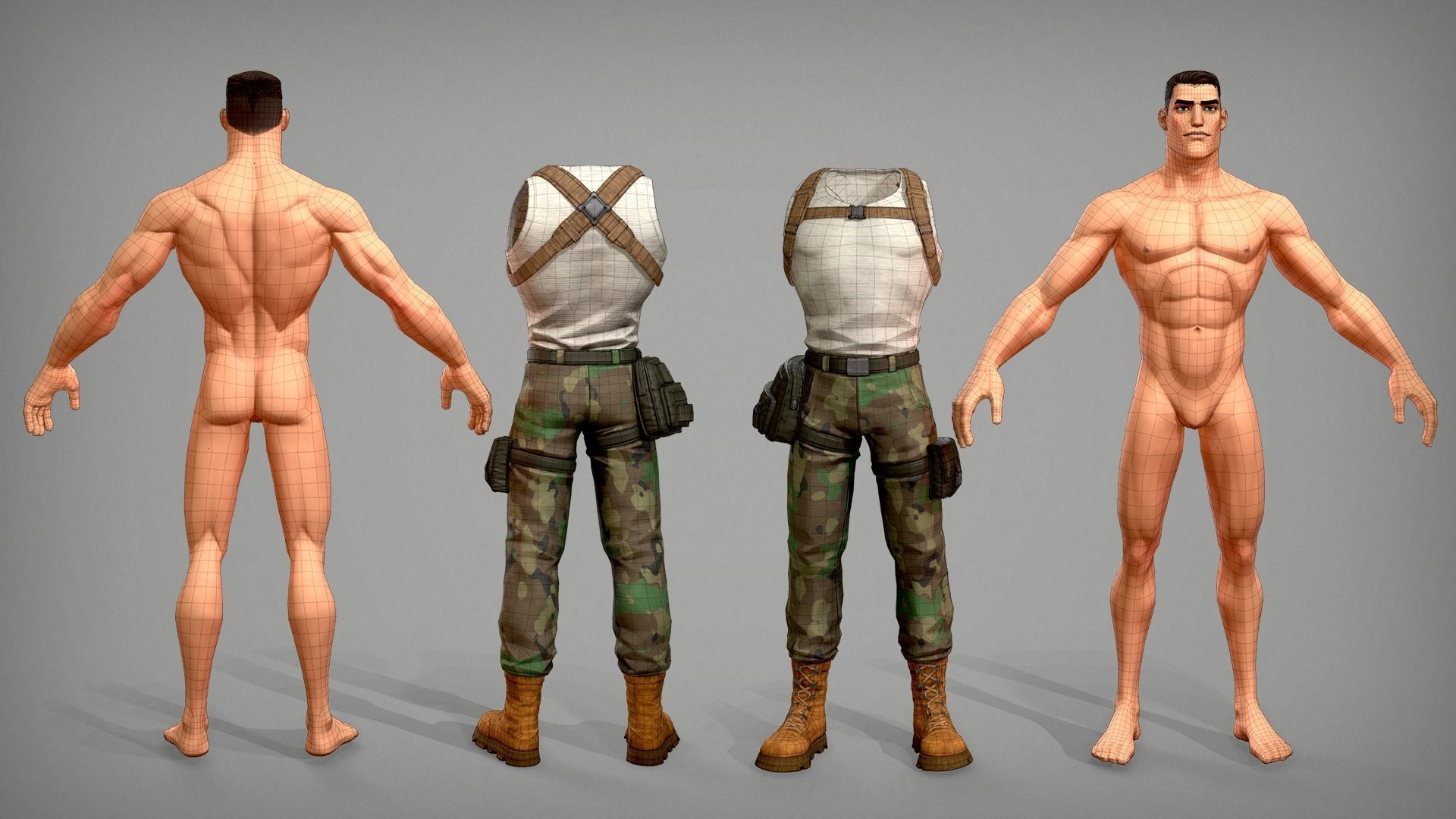Cartoon male character Soldier Stan  Low-poly 3D model_7