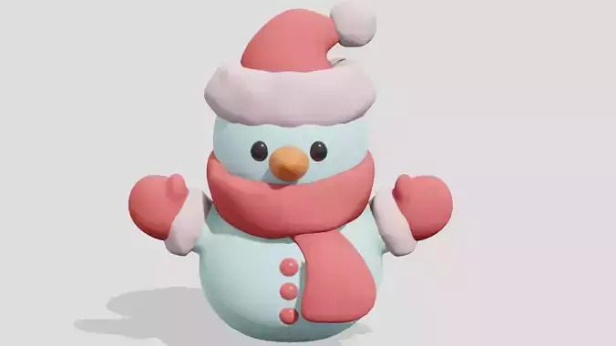Cute snowman in a scarf and gloves 